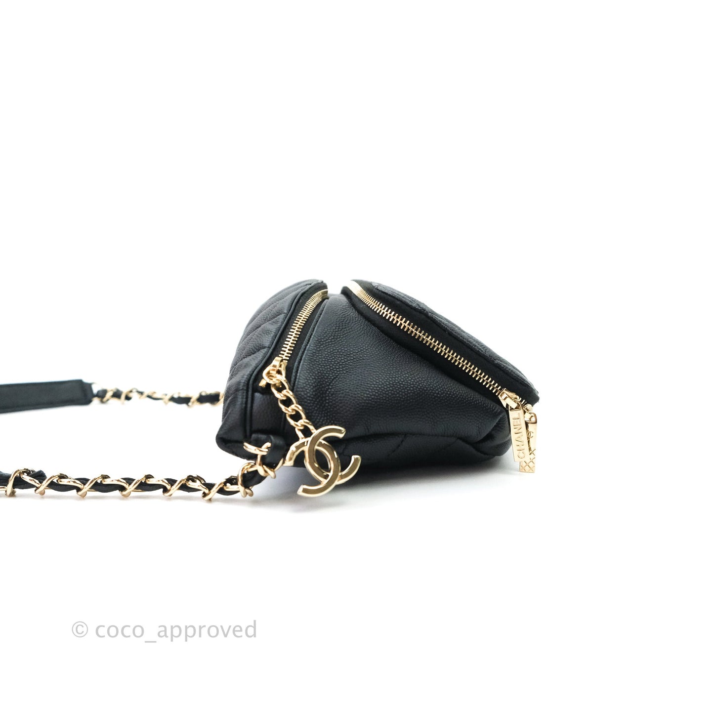 Chanel Quilted Business Affinity Waist Belt Bag Black Caviar Gold Hardware