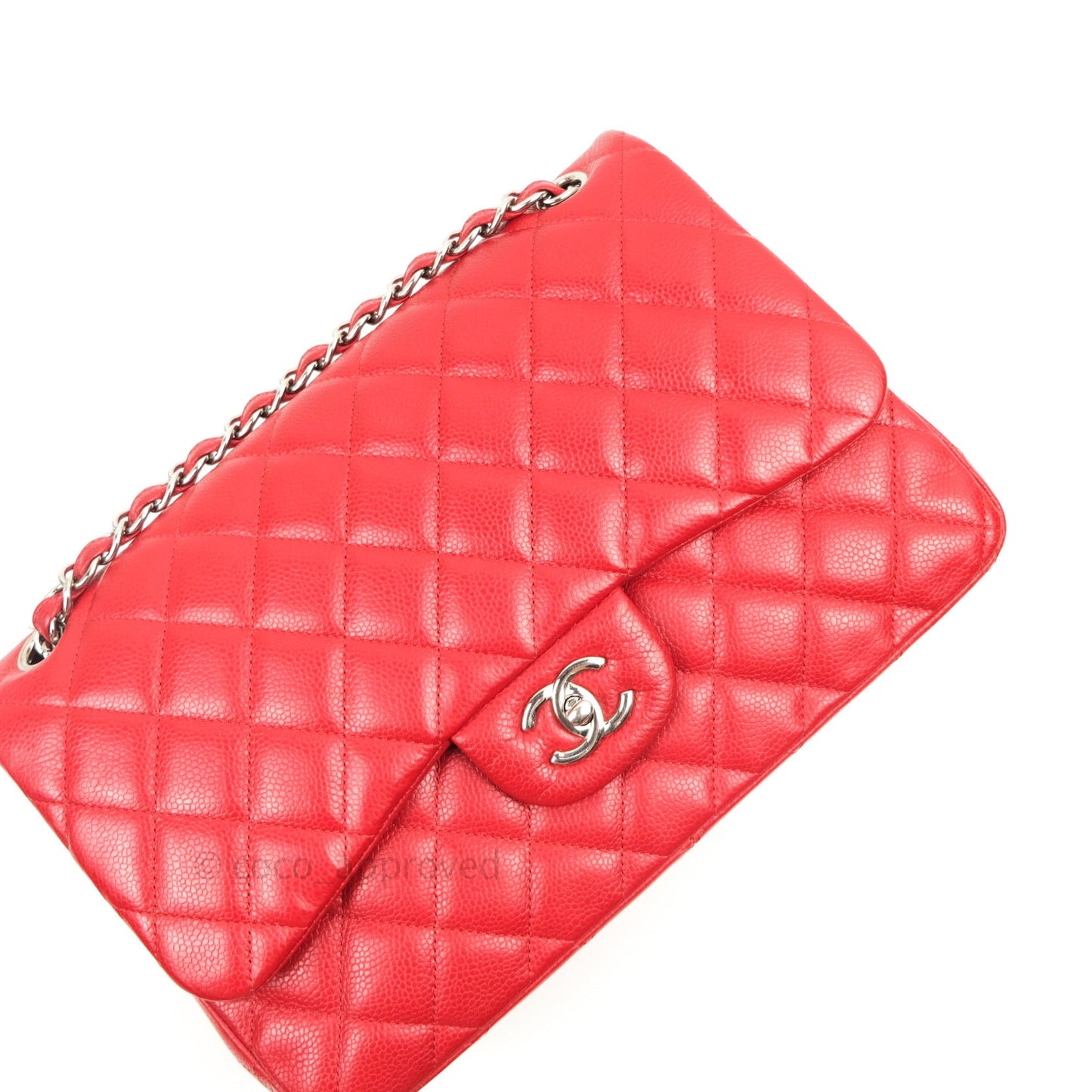 Chanel Jumbo Double Flap Red Caviar Silver Hardware⁣⁣