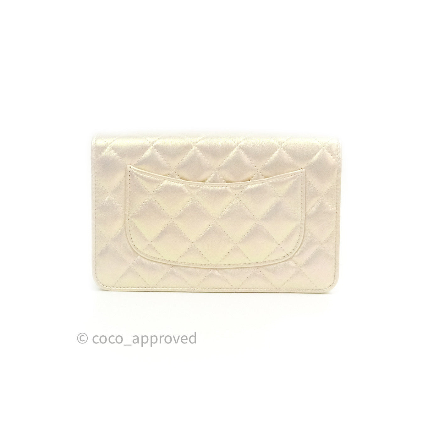 Chanel Quilted Wallet on Chain WOC Iridescent Ivory Gold Hardware 20A