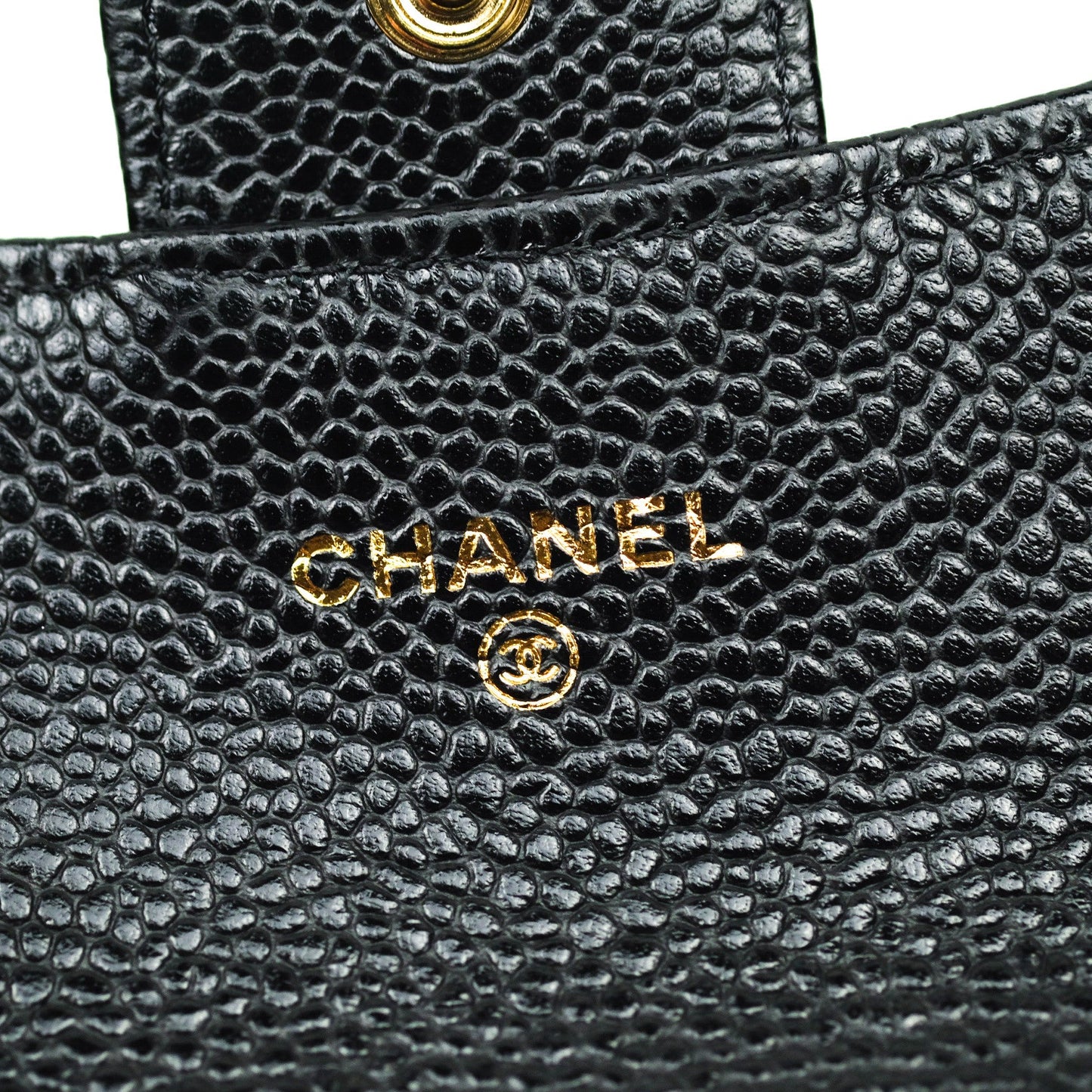 Chanel Caviar Quilted Flap Card Holder Black Gold Hardware