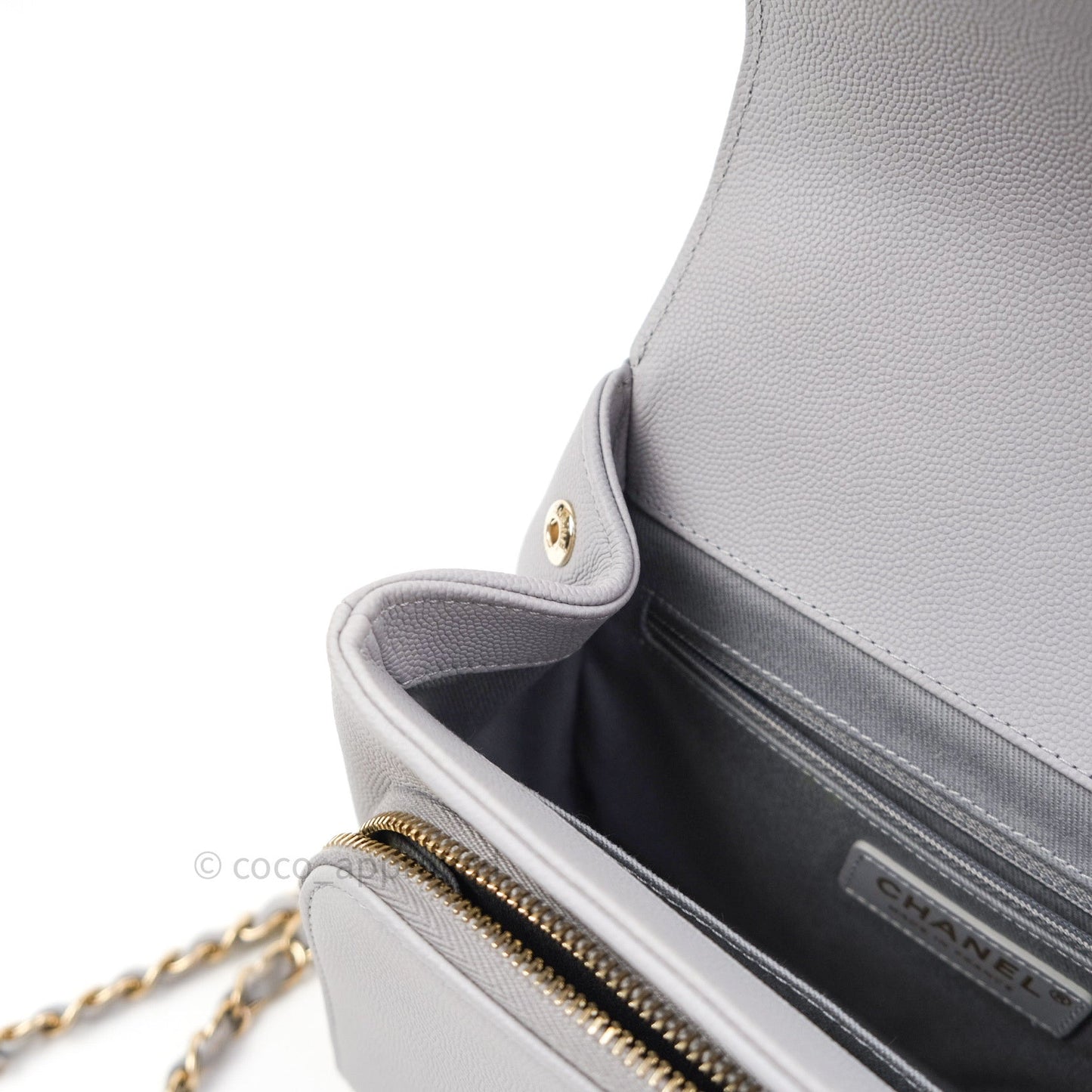 Chanel Quilted Medium Business Affinity Flap Grey Caviar Light Gold Hardware