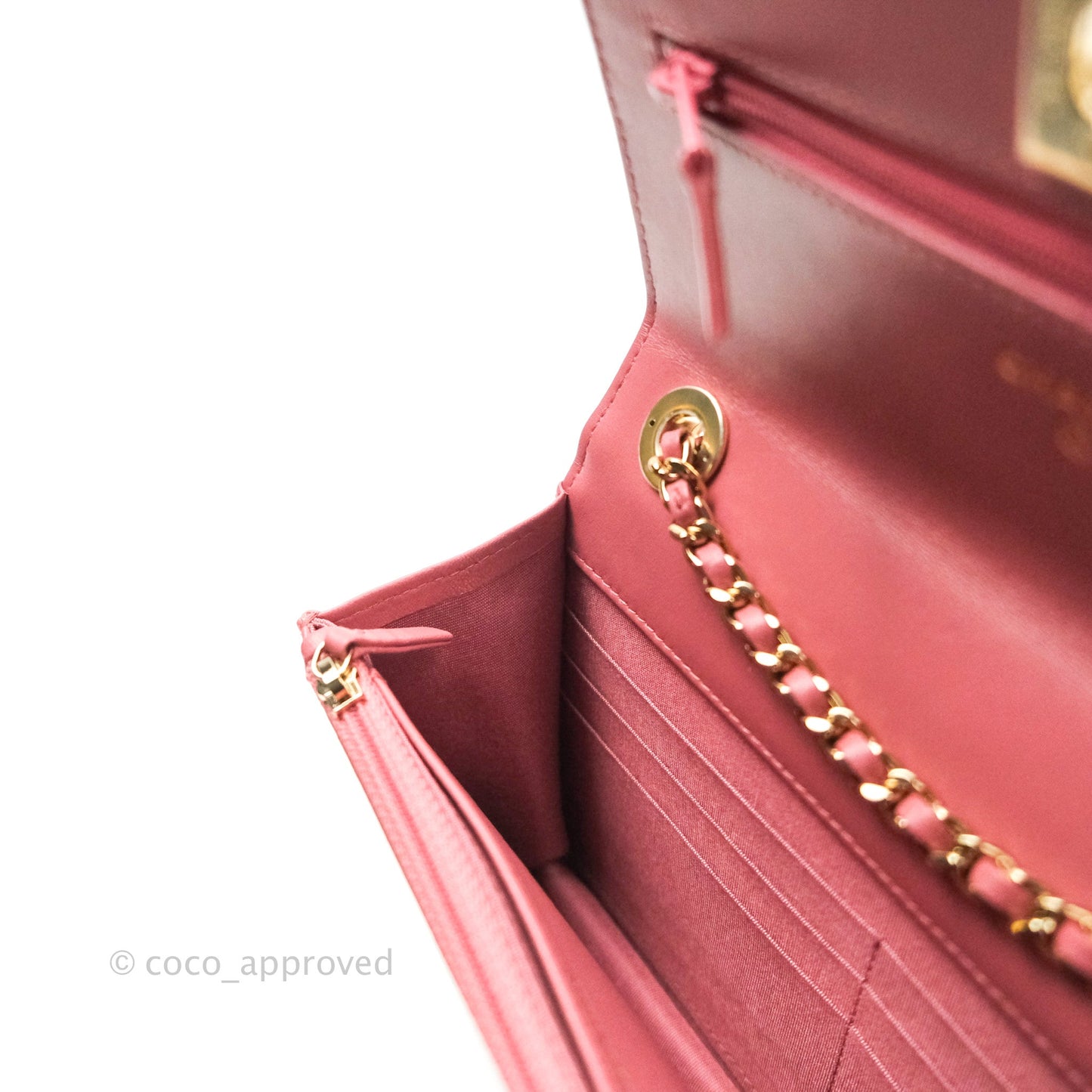 Chanel Trendy CC WOC Wallet on Chain Chevron Pink Lambskin Gold Hardware