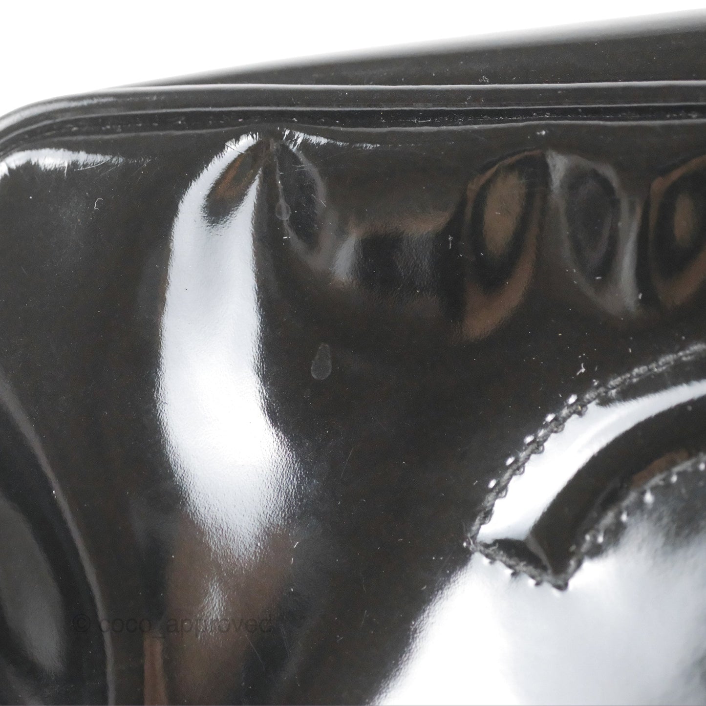Chanel Vintage Coco Black Leather Patent Make Up Pouch