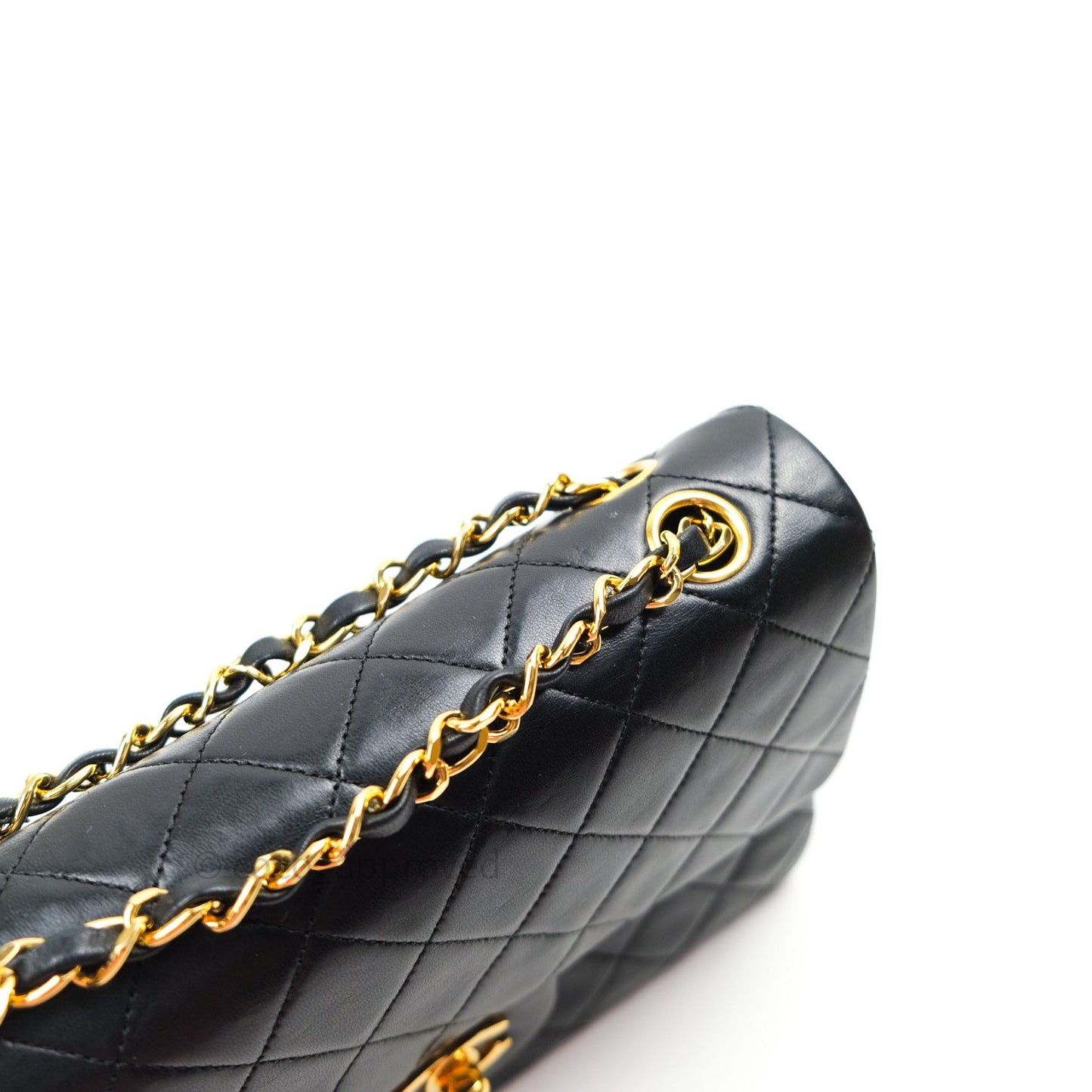 Chanel Vintage Classic Double Flap S/M Small Black Lambskin 24K Gold Hardware