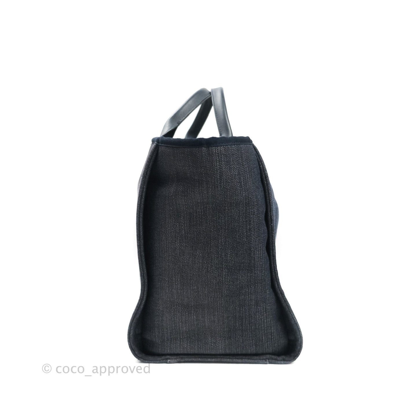 Chanel Large Denim Deauville Tote Bag Navy Silver Tone