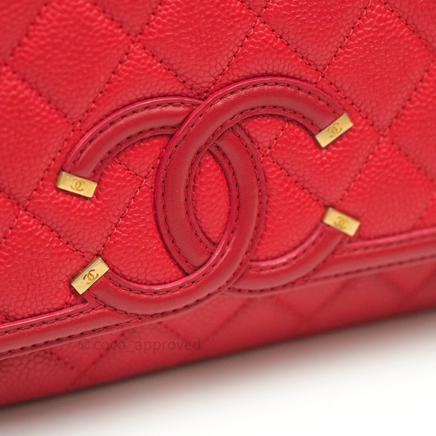 Chanel Quilted Medium CC Filigree Flap Red Caviar