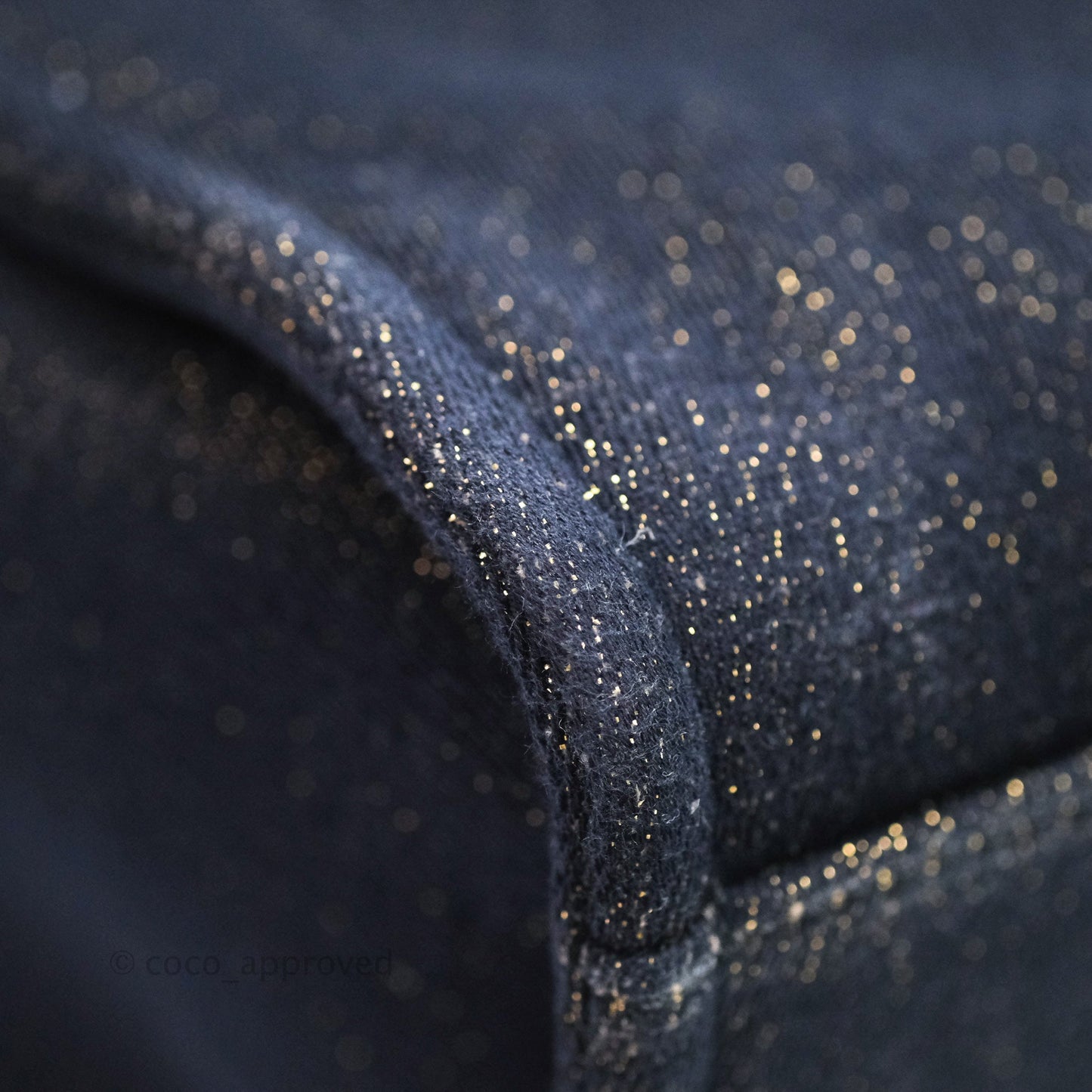 Chanel Large Deauville Navy Glitter Canvas Gold Hardware