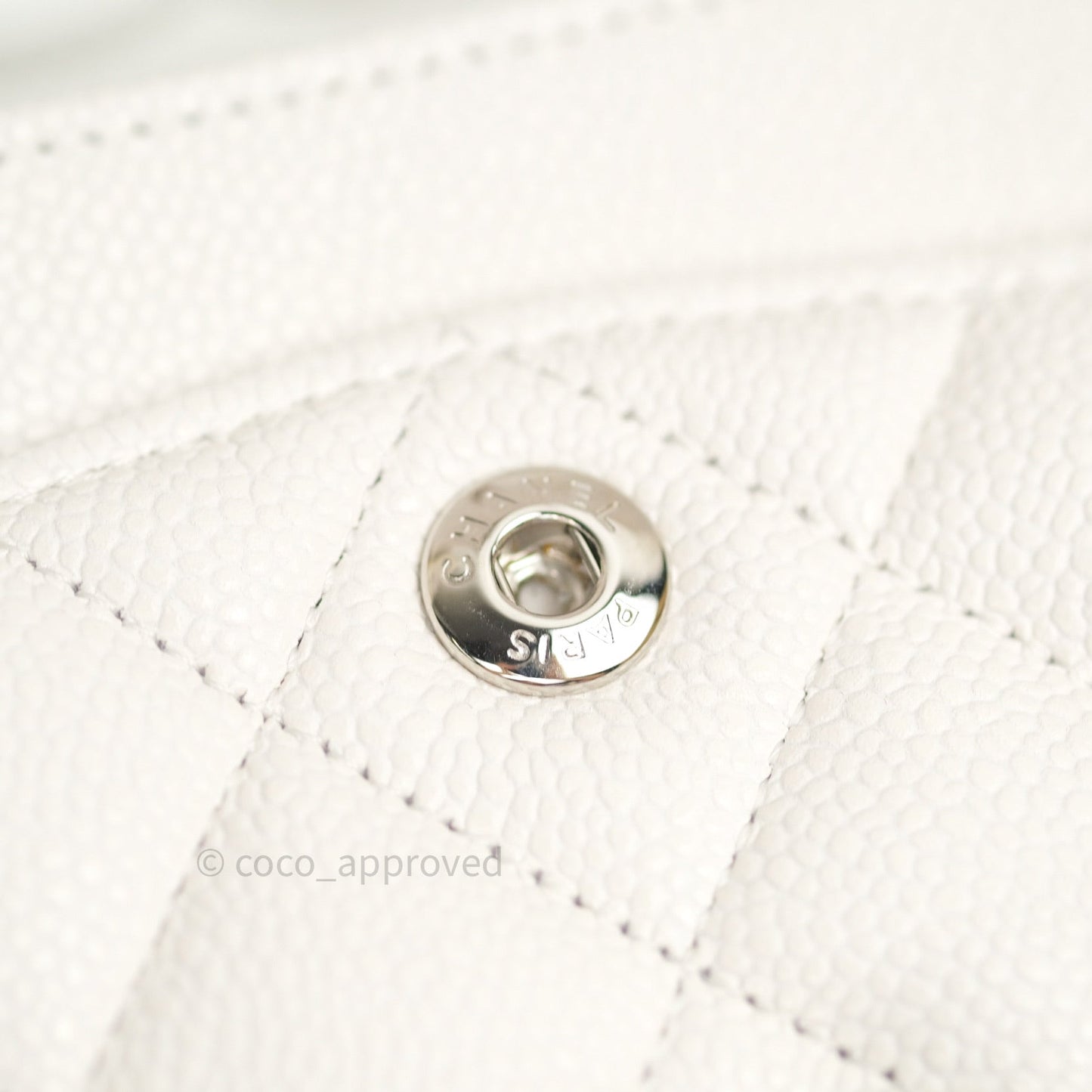Chanel Classic Small S/M Flap Ivory White Caviar Silver Hardware