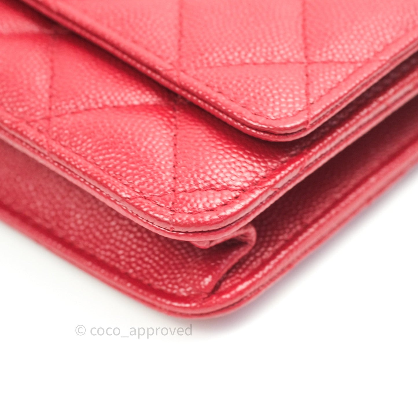 Chanel Quilted Wallet on Chain WOC Red Caviar Gold Hardware 17B