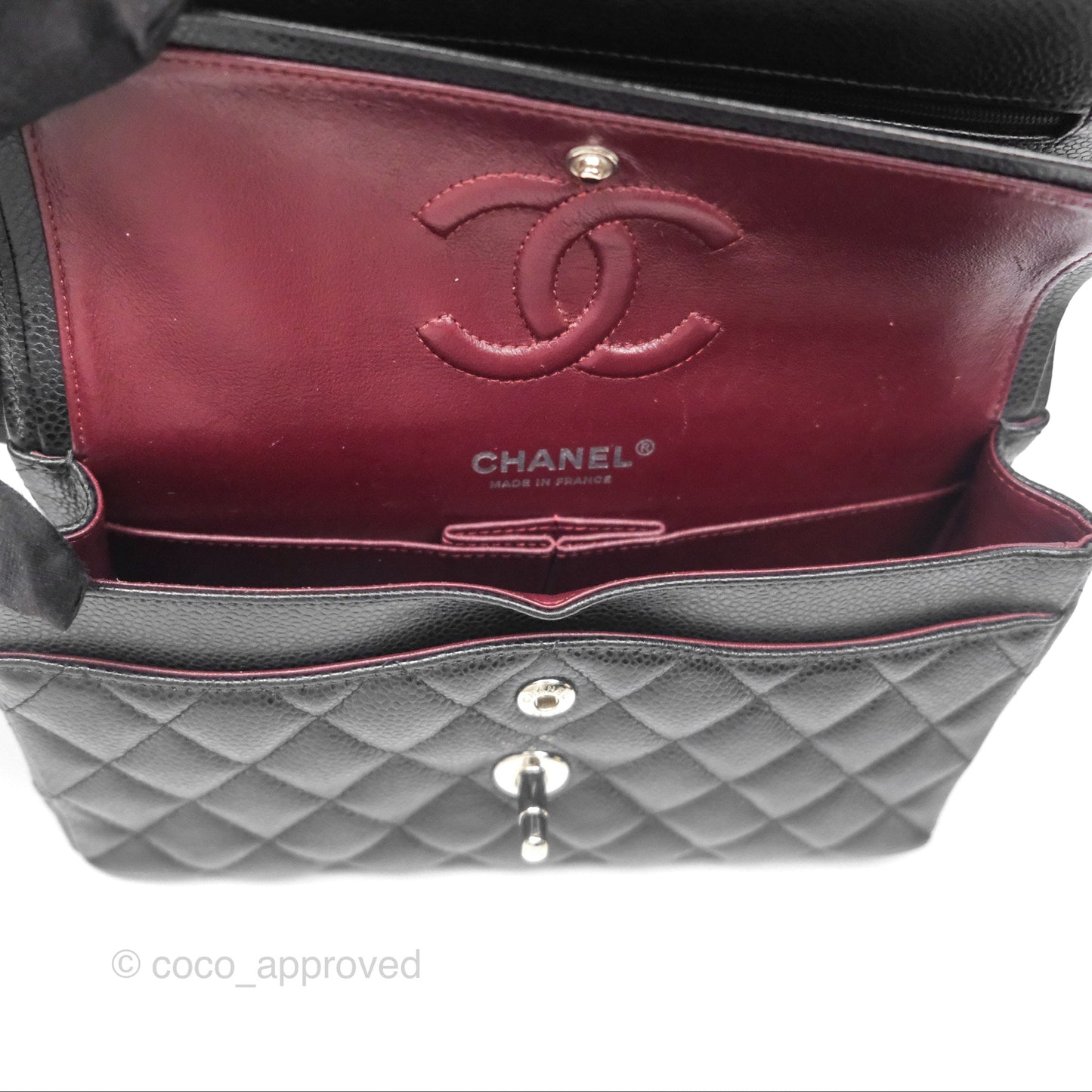 Chanel Small Classic Flap Quilted Black Caviar Silver Hardware
