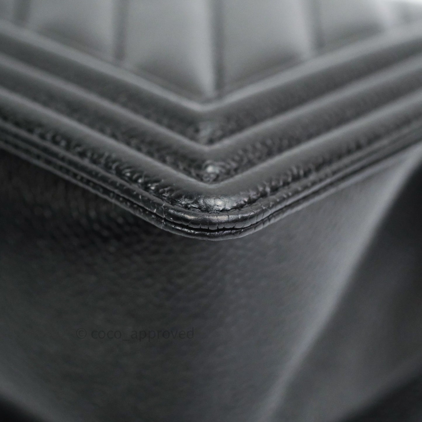 Chanel Boy Chevron Medium Black Caviar Silver Hardware