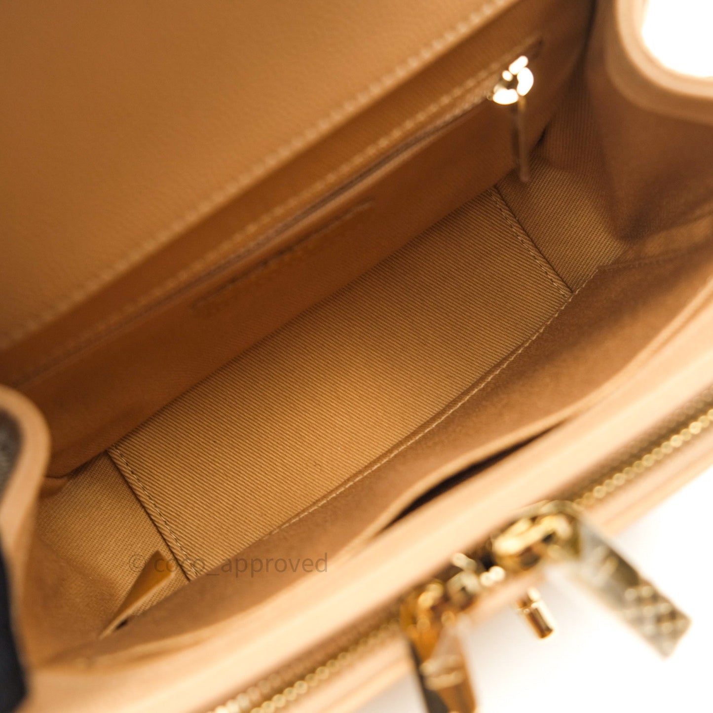 Chanel Quilted Small Business Affinity Flap Beige Caviar Light Gold Hardware