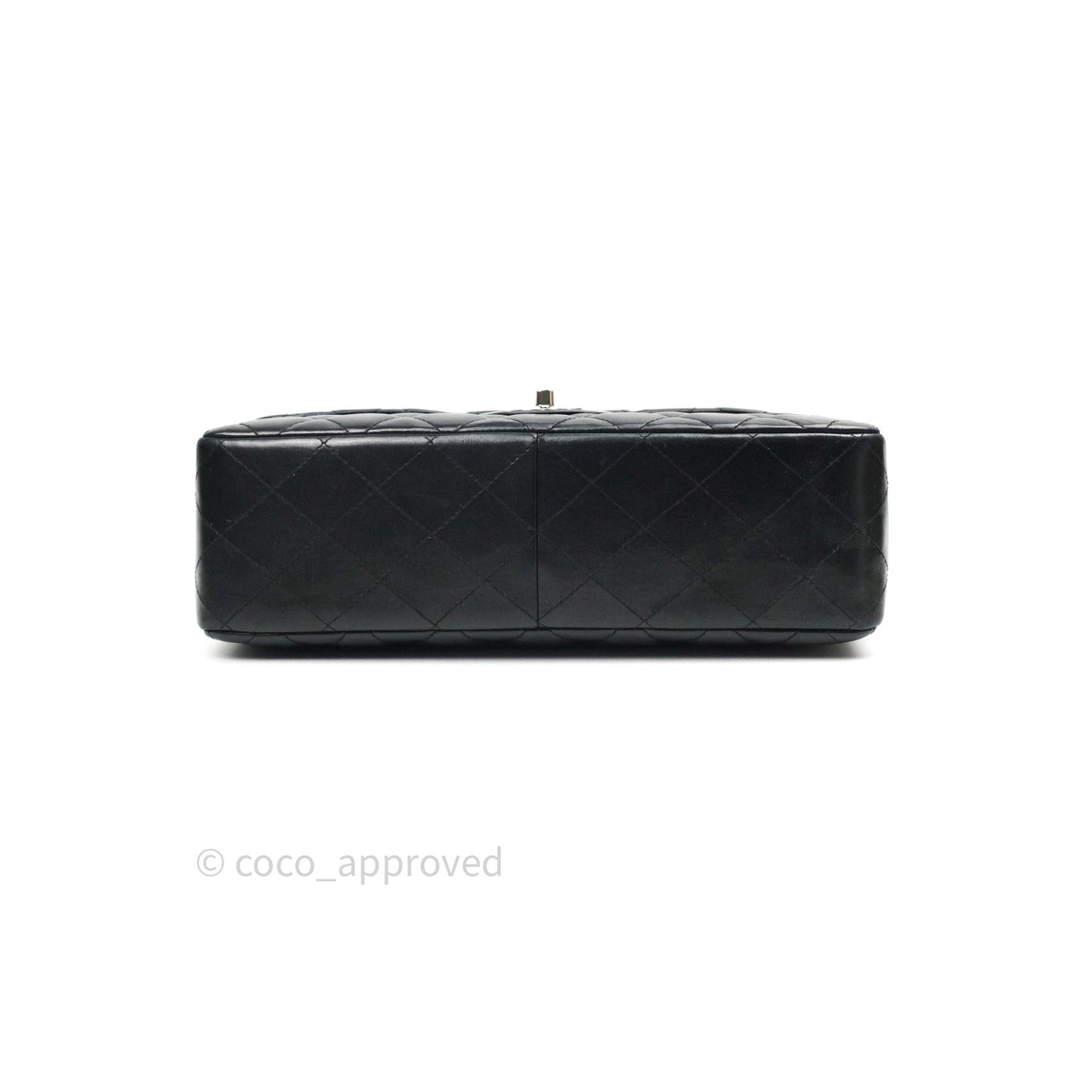 Chanel Classic Quilted Jumbo Single Flap Black Lambskin Silver Hardware⁣⁣