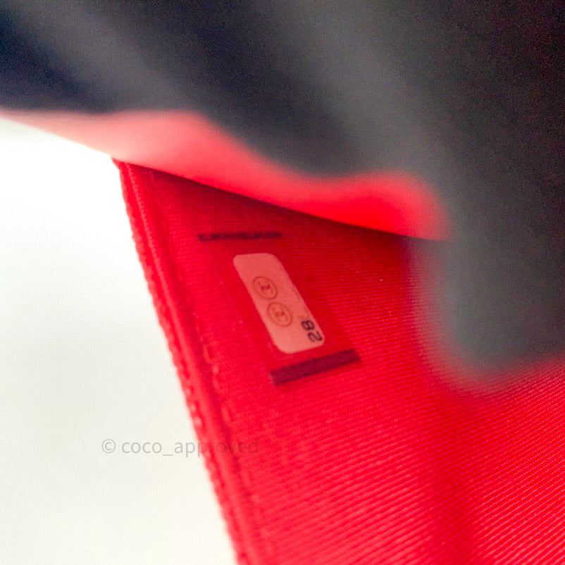 Chanel Filigree Wallet on Chain WOC Red Caviar Gold Hardware