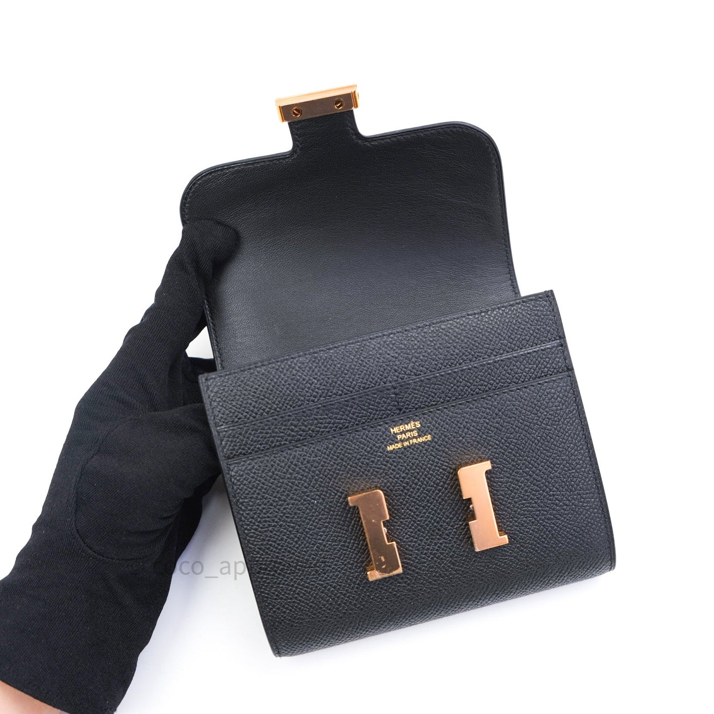Hermès Constance Short Wallet Black Epsom Gold Hardware