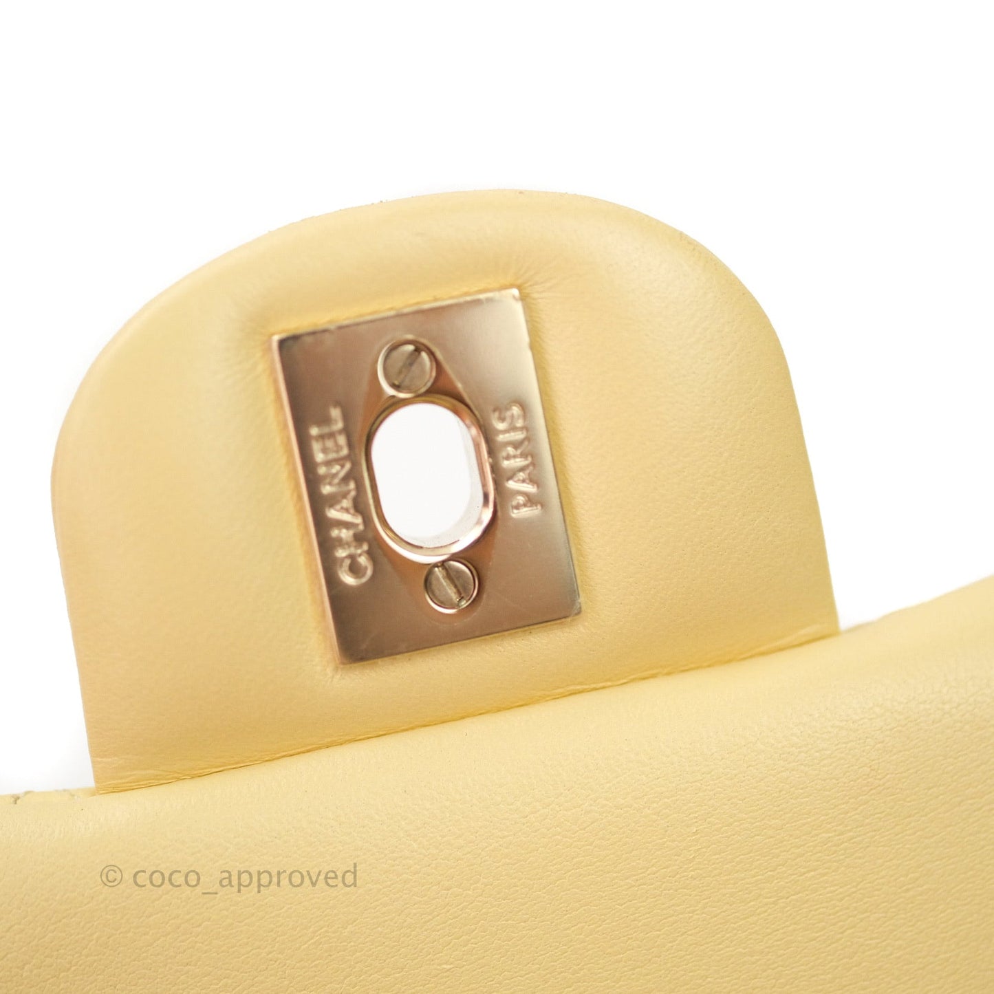 Chanel Mini Square Yellow Lambskin Gold Hardware