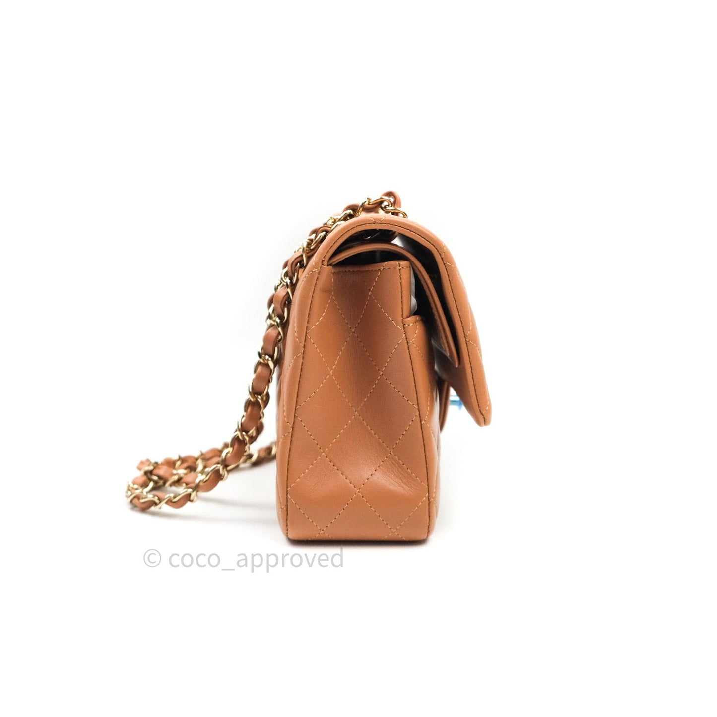 Chanel Classic M/L Medium Flap Quilted Dark Beige Caramel Lambskin Gold Hardware 21P