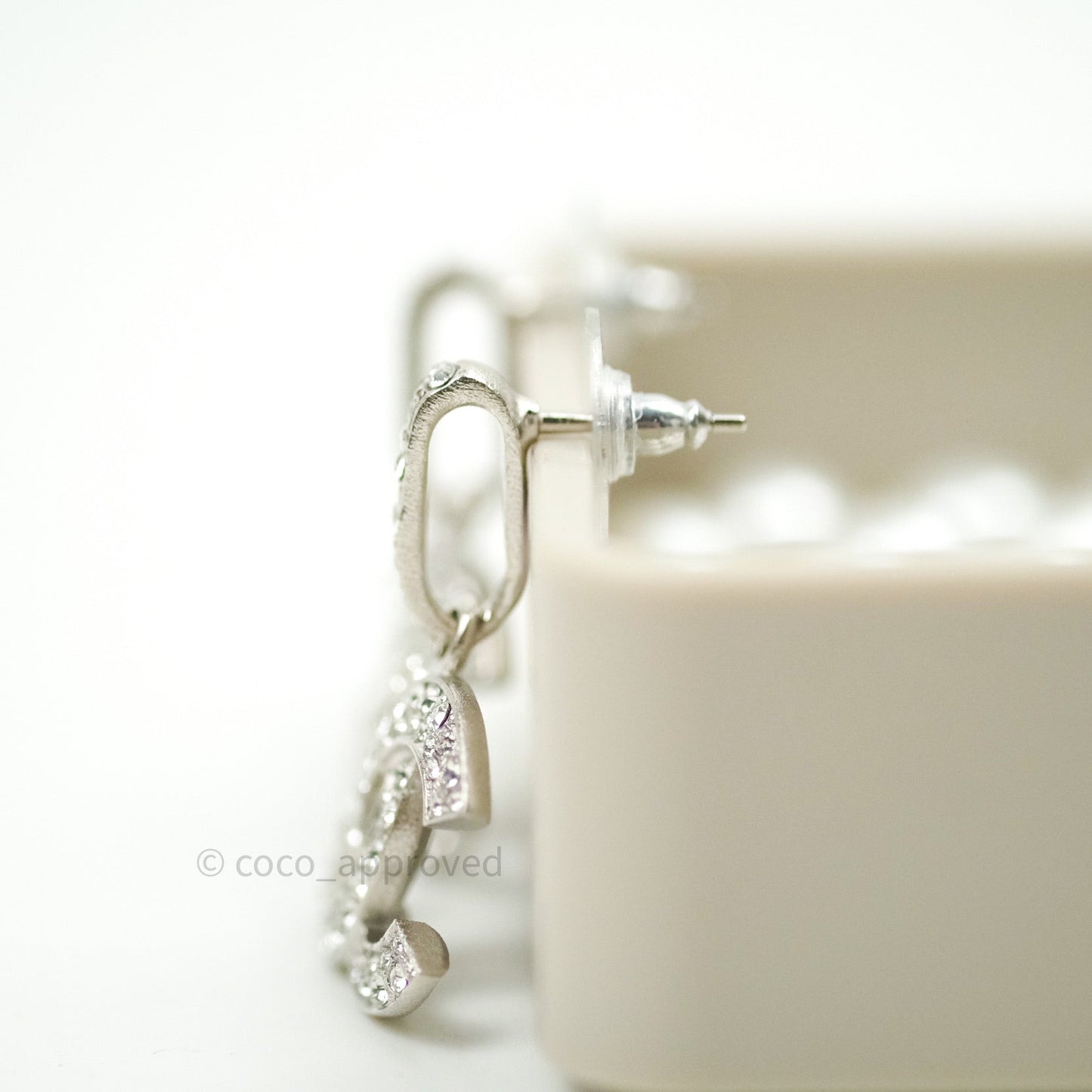 Chanel Crystal Dangling CC Earrings