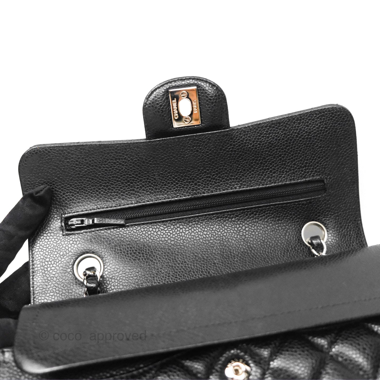 Chanel Small Classic Flap Quilted Black Caviar Silver Hardware