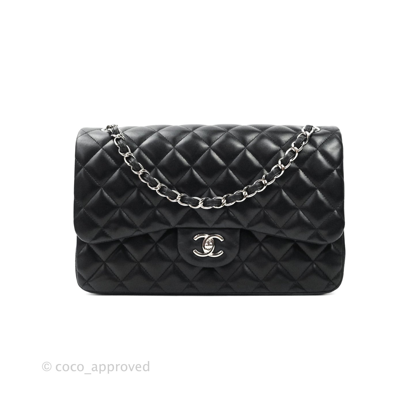 Chanel Jumbo Double Flap Black Lambskin Silver Hardware⁣⁣