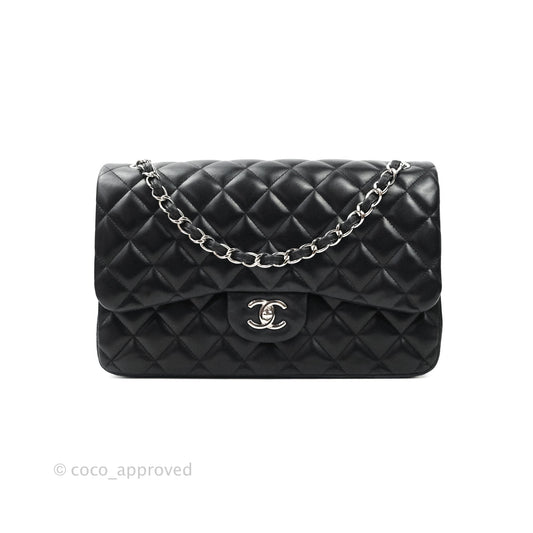 Chanel Jumbo Double Flap Black Lambskin Silver Hardware⁣⁣