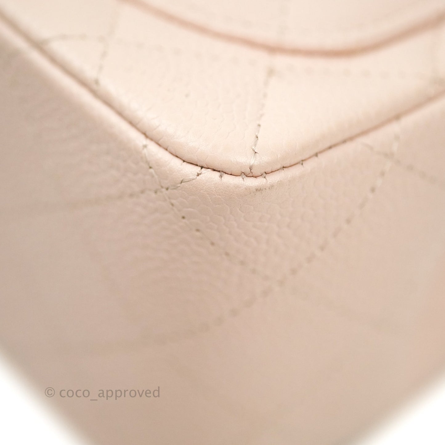 Chanel Mini Square Sakura Pink Caviar Silver Hardware