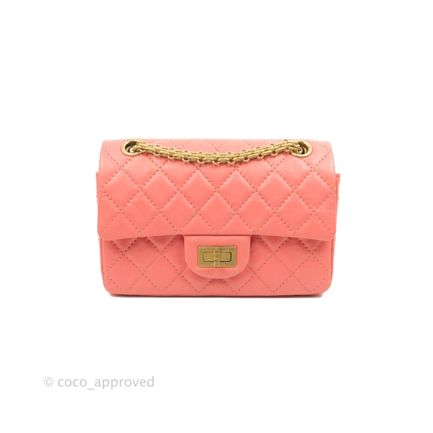 Chanel Mini Reissue 224 Pink Aged Calfskin Aged Gold Hardware