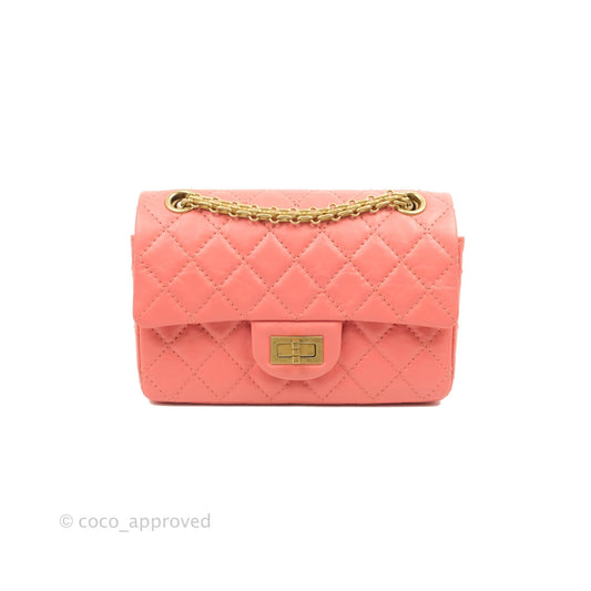 Chanel Mini Reissue 224 Pink Aged Calfskin Aged Gold Hardware