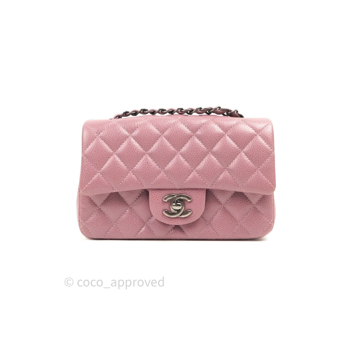 Chanel Quilted Mini Rectangular Mauve Pink Caviar Ruthenium Hardware