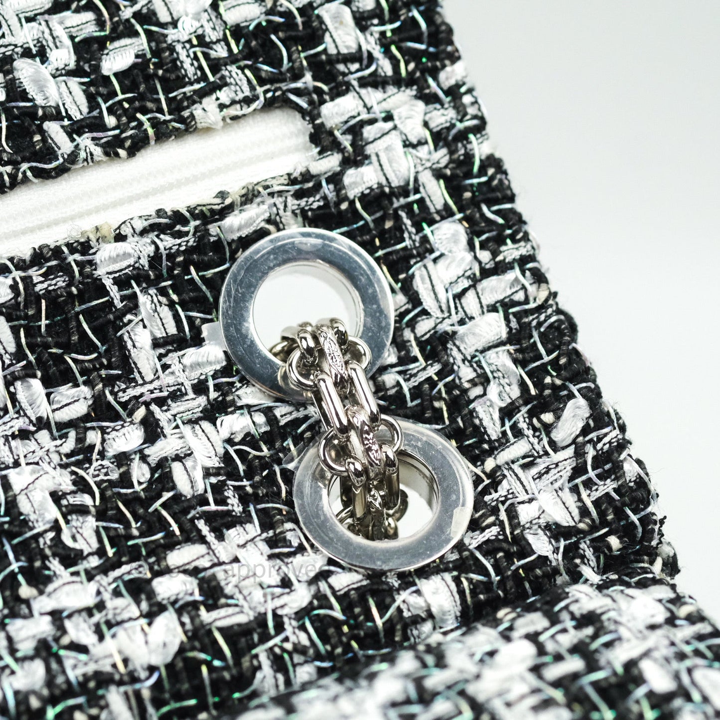 Chanel Reissue Quilted Tweed Black White Enamel Silver Hardware 226