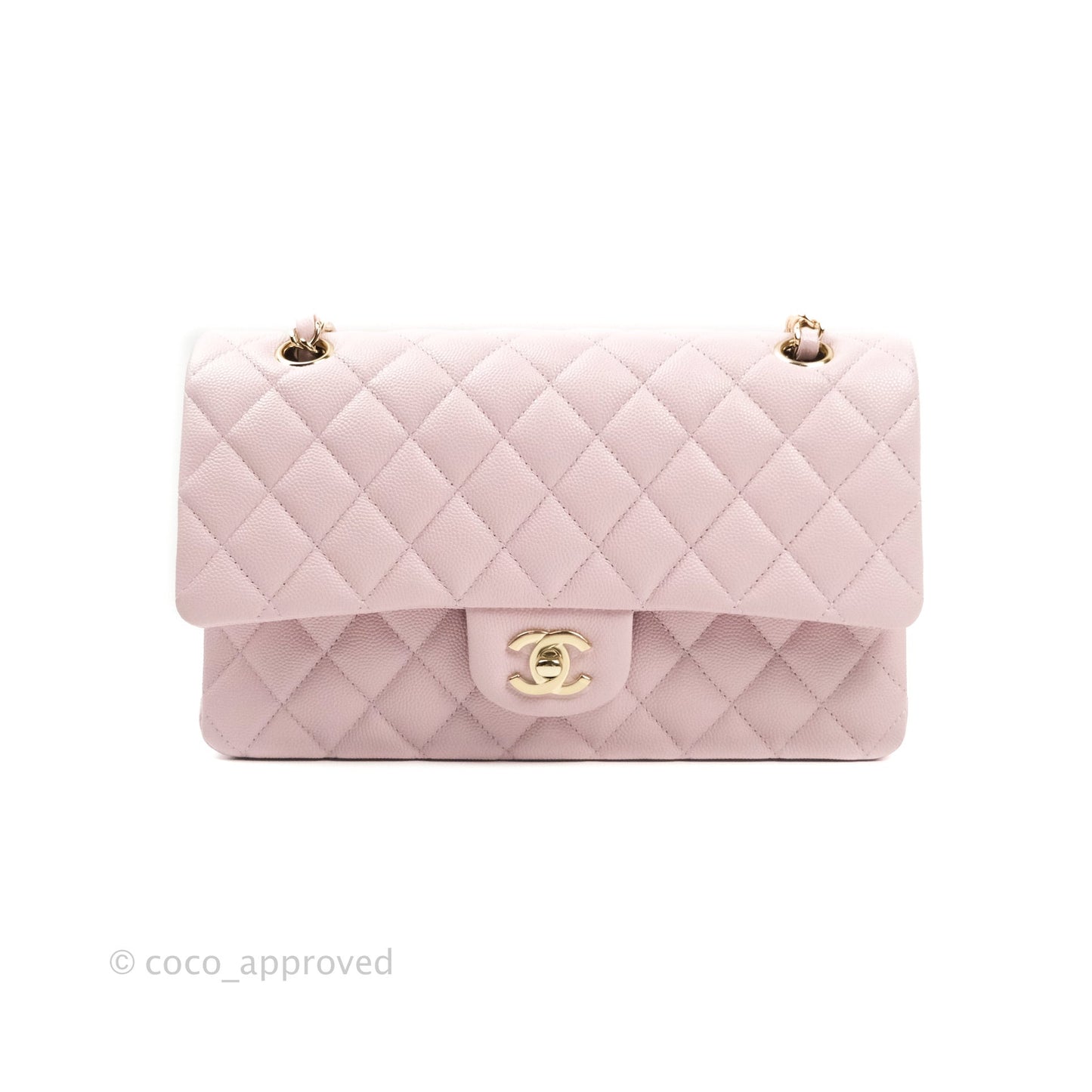 Chanel Classic M/L Medium Double Flap Bag Light Pink Caviar Gold Hardware