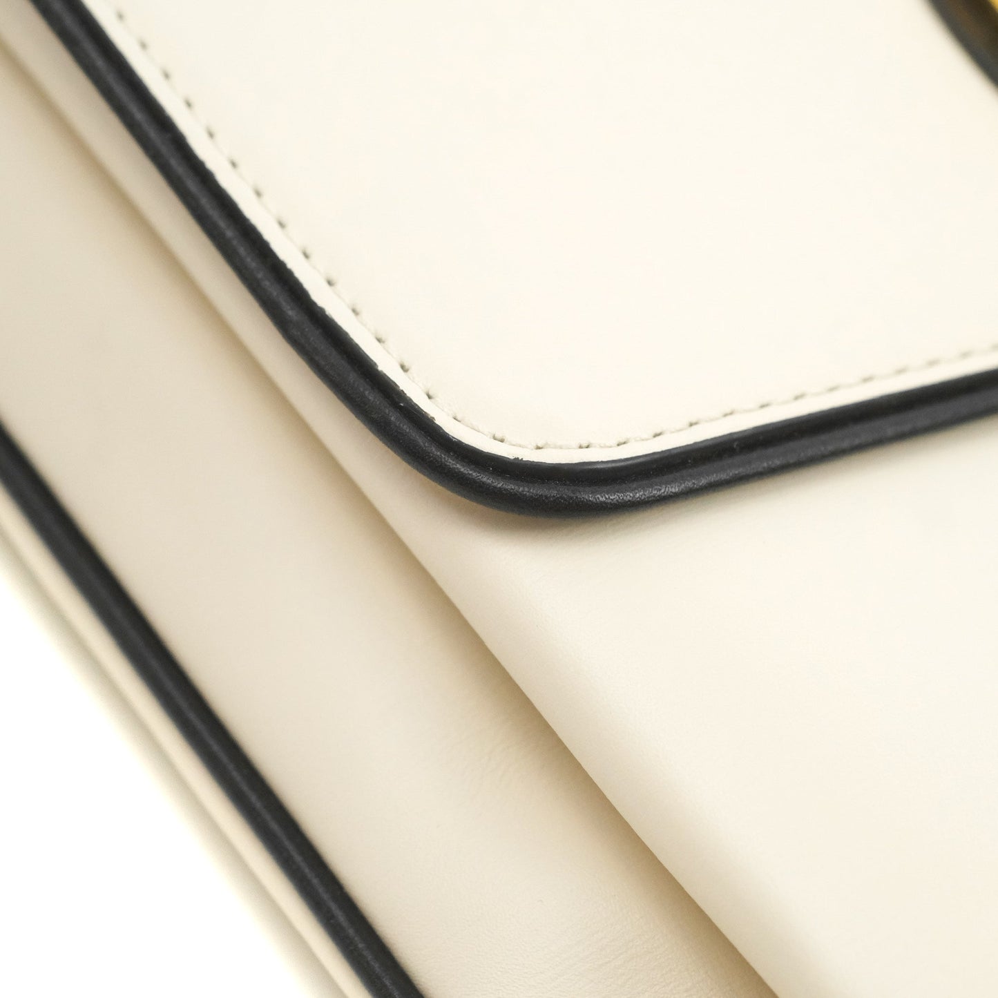 Gucci Calfskin Medium Arli Flap Shoulder Bag White