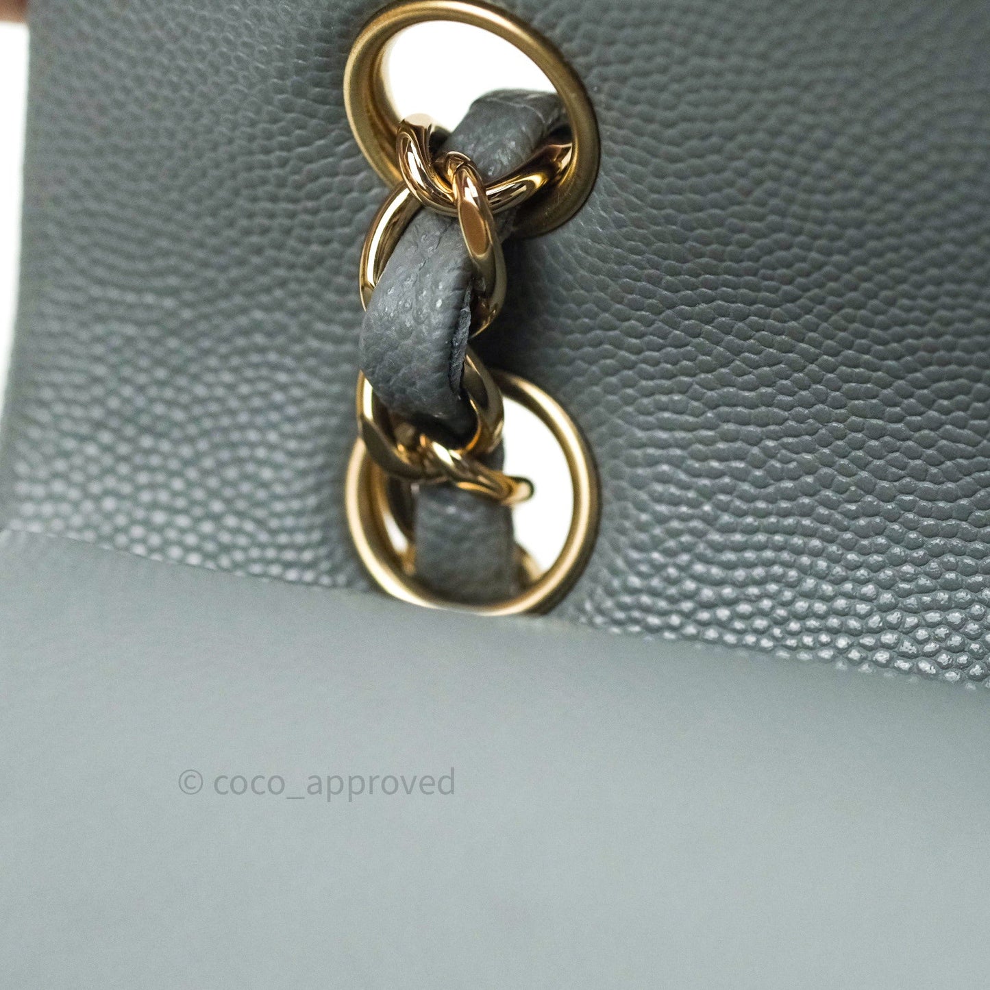 Chanel Classic Small S/M Flap Grey Caviar Light Gold Hardware