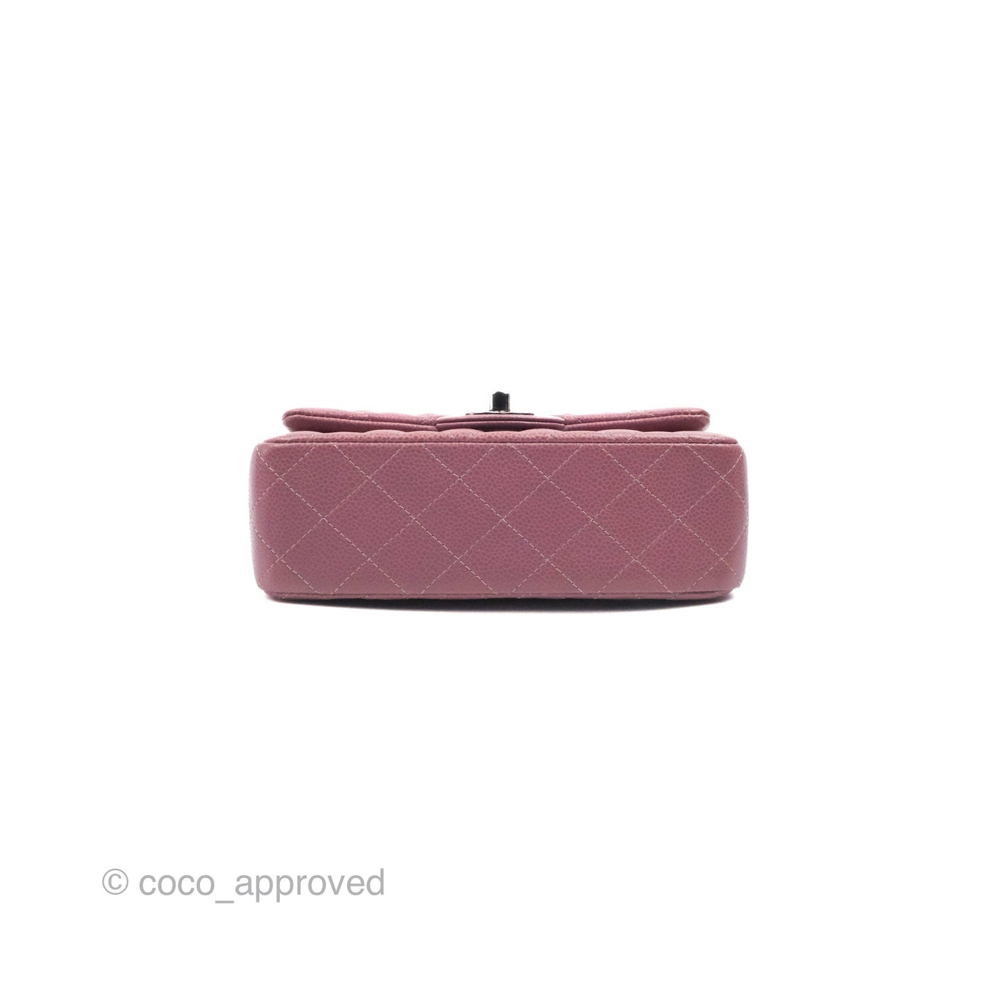 Chanel Quilted Mini Rectangular Flap Dark Pink Caviar Ruthenium Hardware