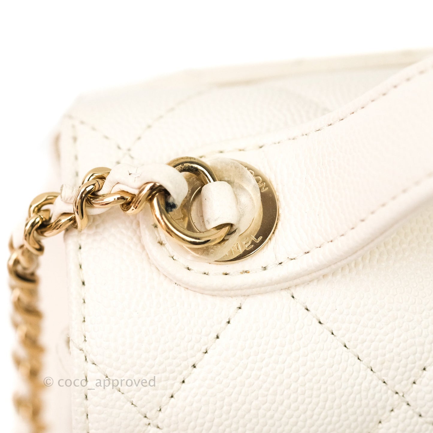 Chanel Quilted Small Business Affinity Flap Ivory Caviar Light Gold Hardware