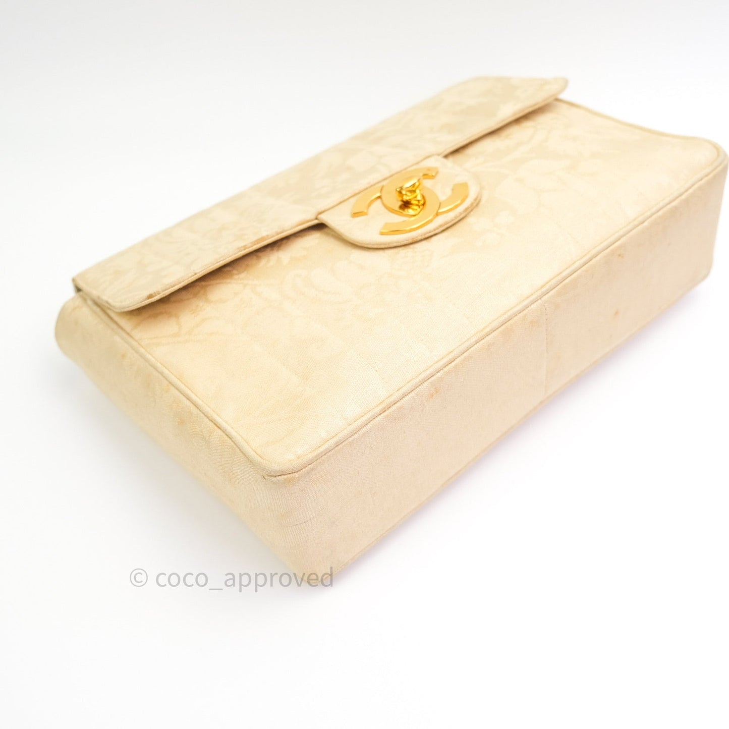 Chanel Vintage XL Jumbo Single Flap Gold Silk 24K Gold Hardware
