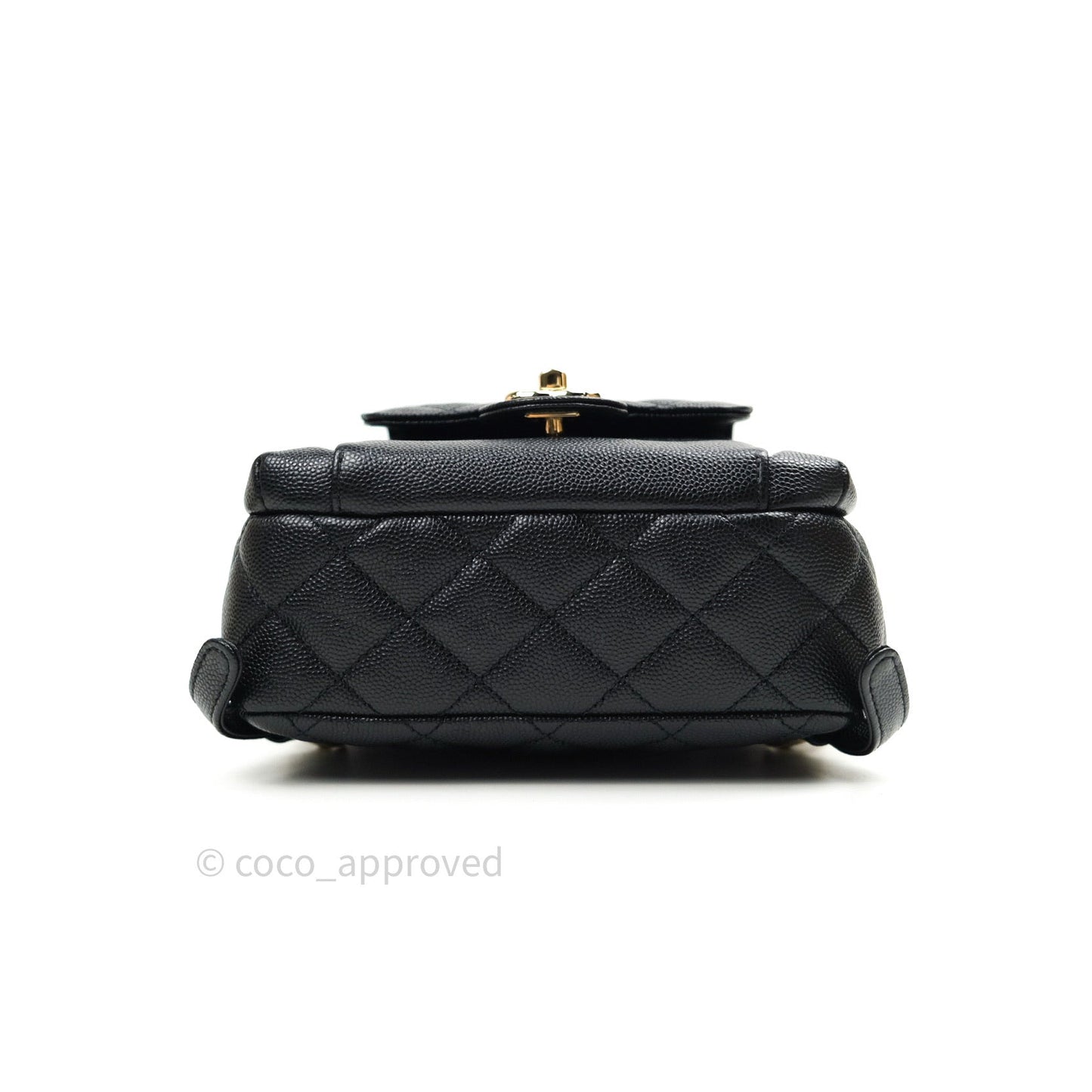 Chanel Quilted Small CC Day Backpack Black Caviar Light Gold Hardware