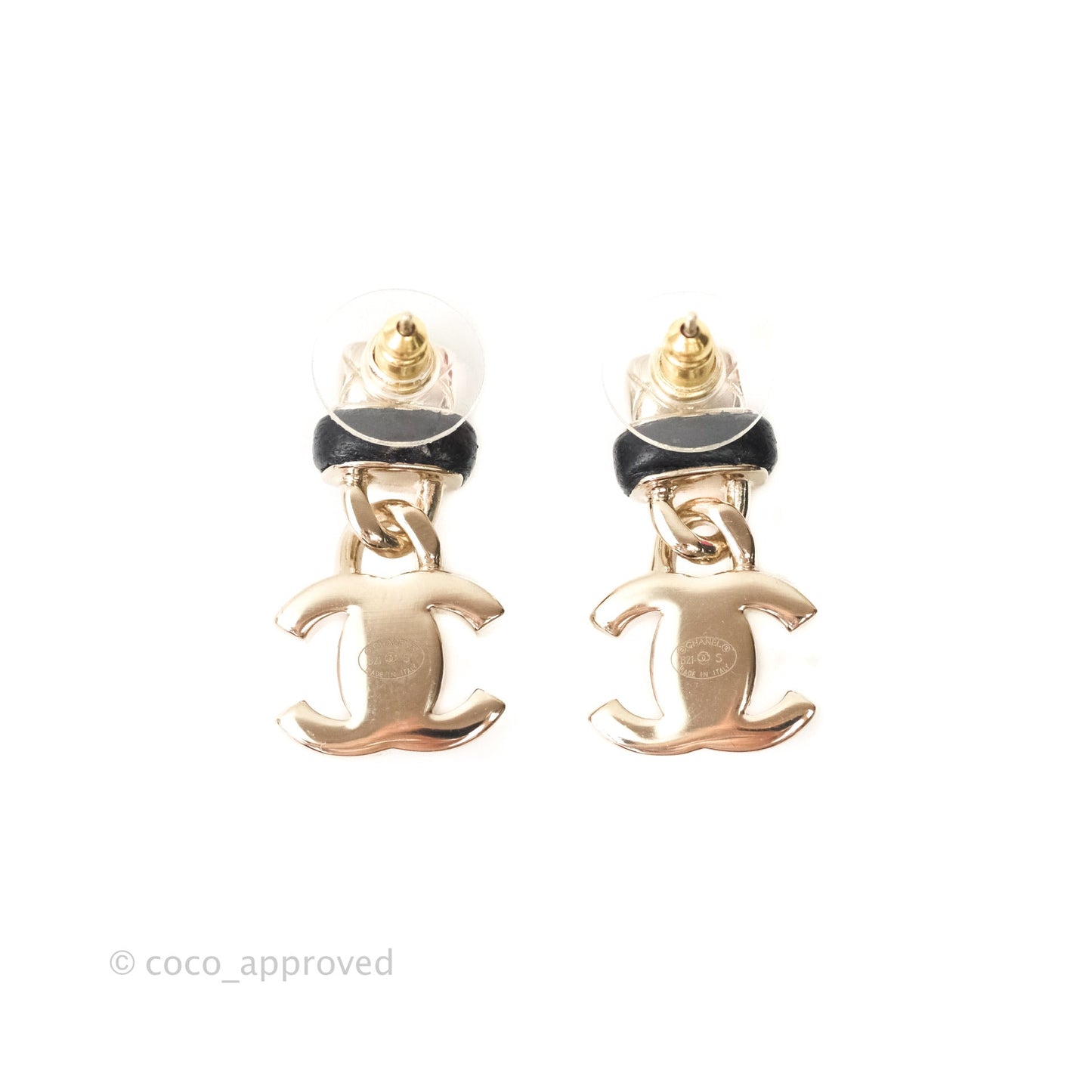 Chanel CC Turn Lock Drop Earrings Gold Tone 21S