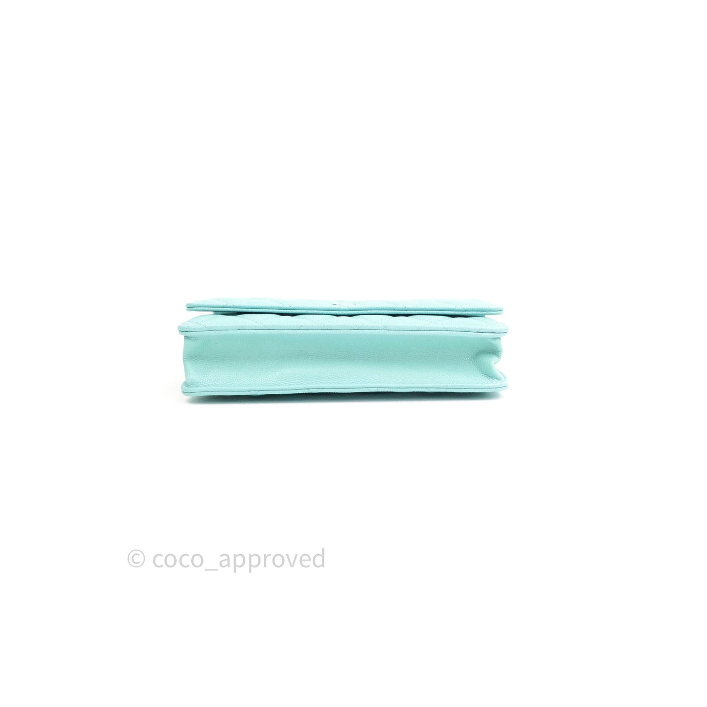 Chanel Quilted Wallet on Chain WOC Tiffany Blue Caviar Light Gold Hardware