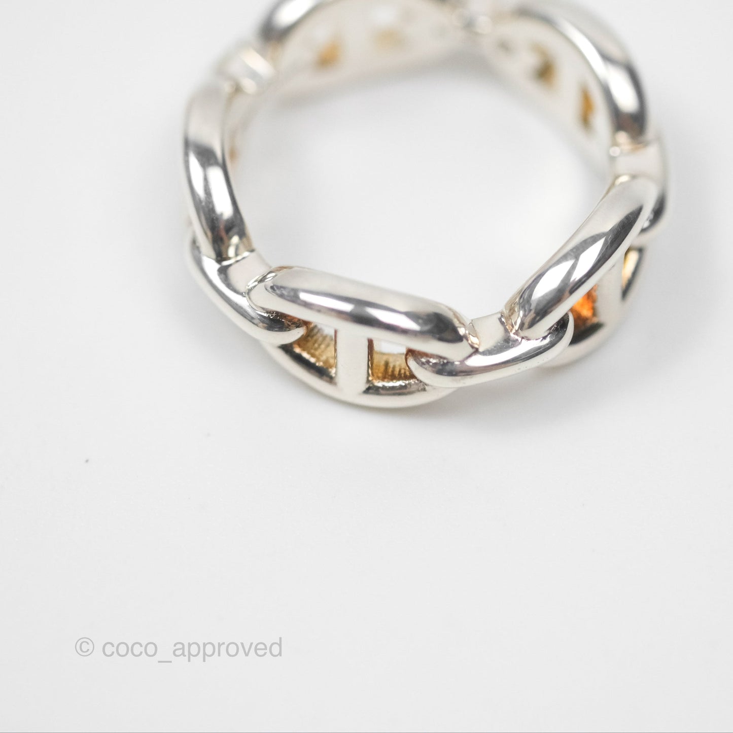Hermès Sterling Silver PM Chaine d'Ancre Enchainee Band Ring SIze 53