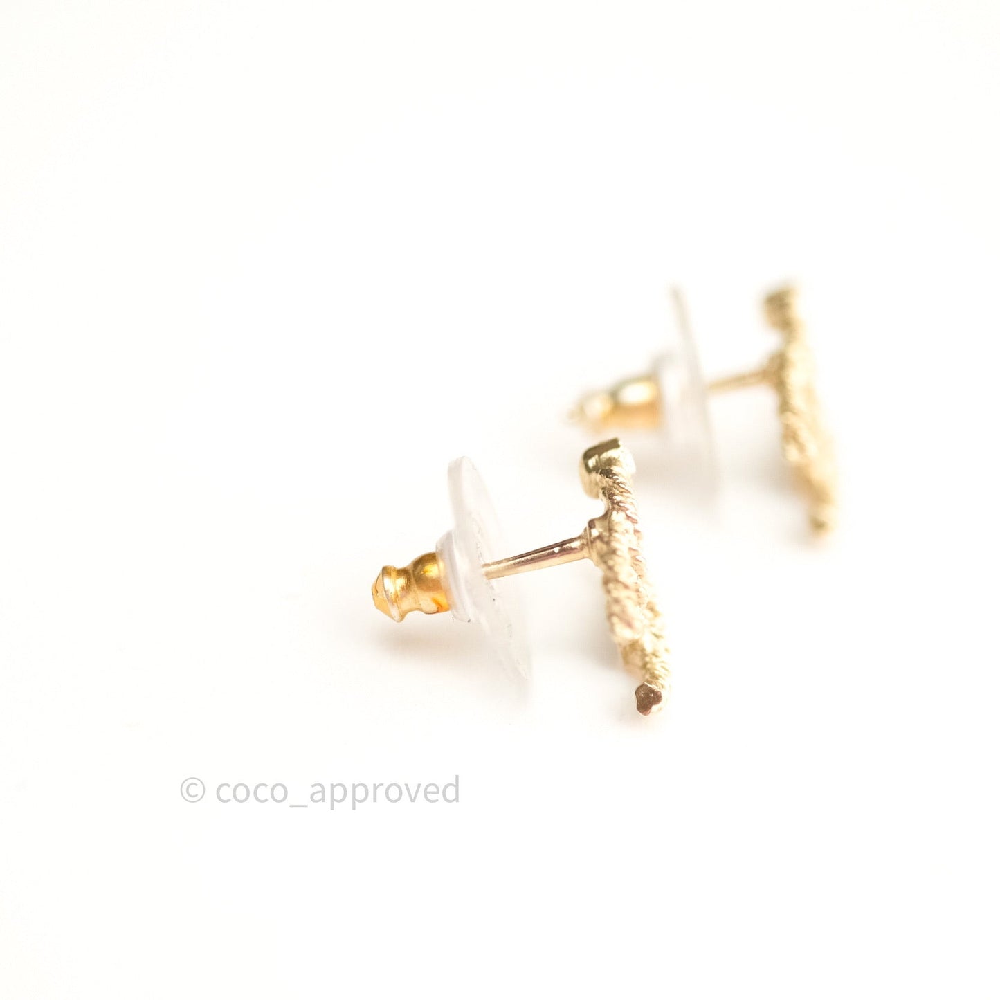 Chanel CC Earrings Gold Tone