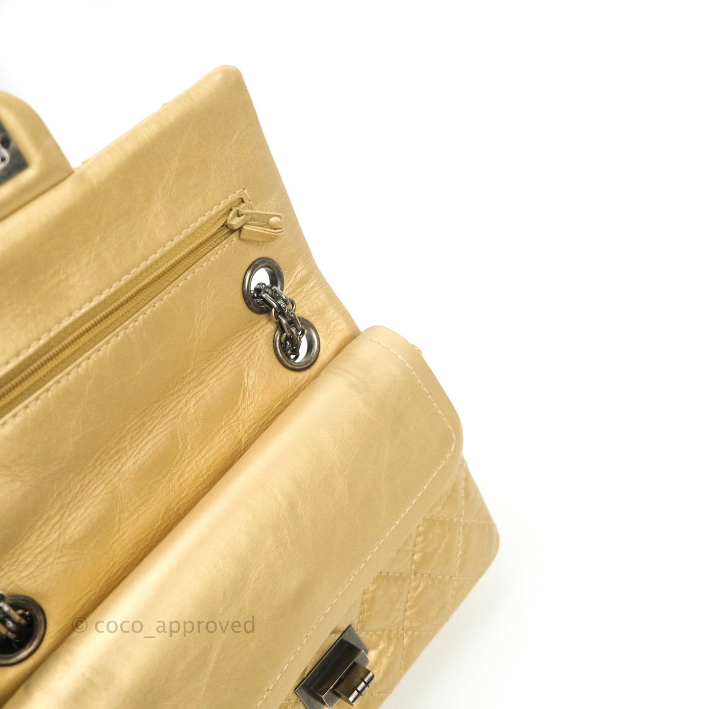 Chanel Mini Reissue 224 Gold Aged Calfskin Ruthenium Hardware