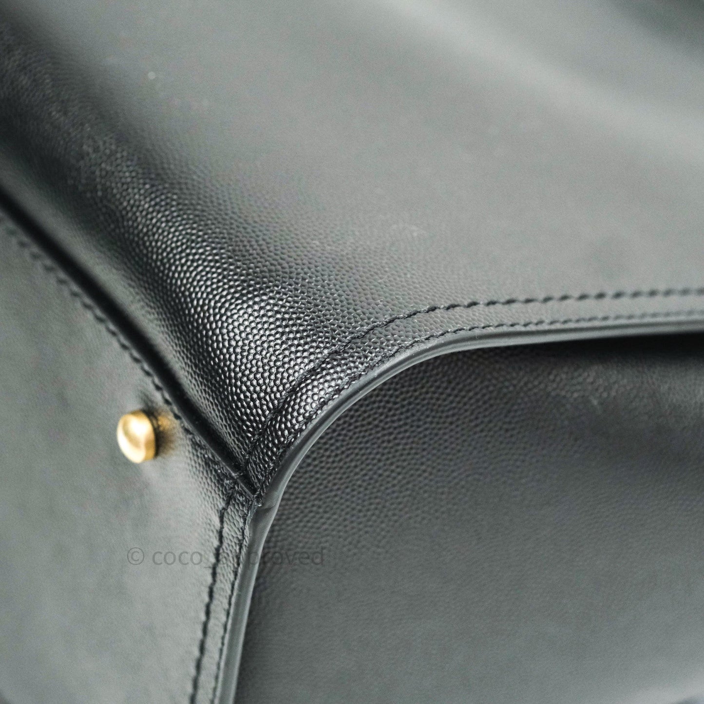 Chanel Small Studded Deauville Tote Black Caviar Gold Hardware