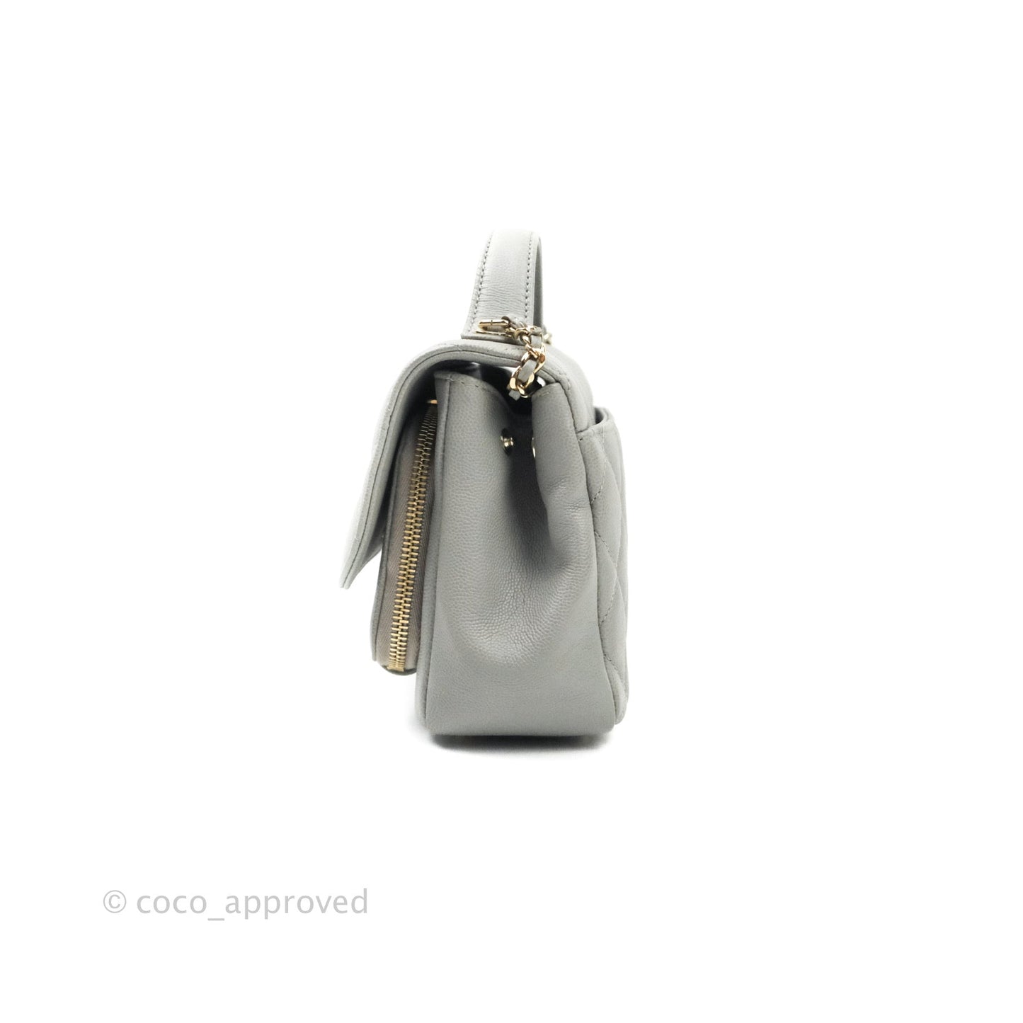 Chanel Quilted Small Business Affinity Flap Grey Caviar Light Gold Hardware