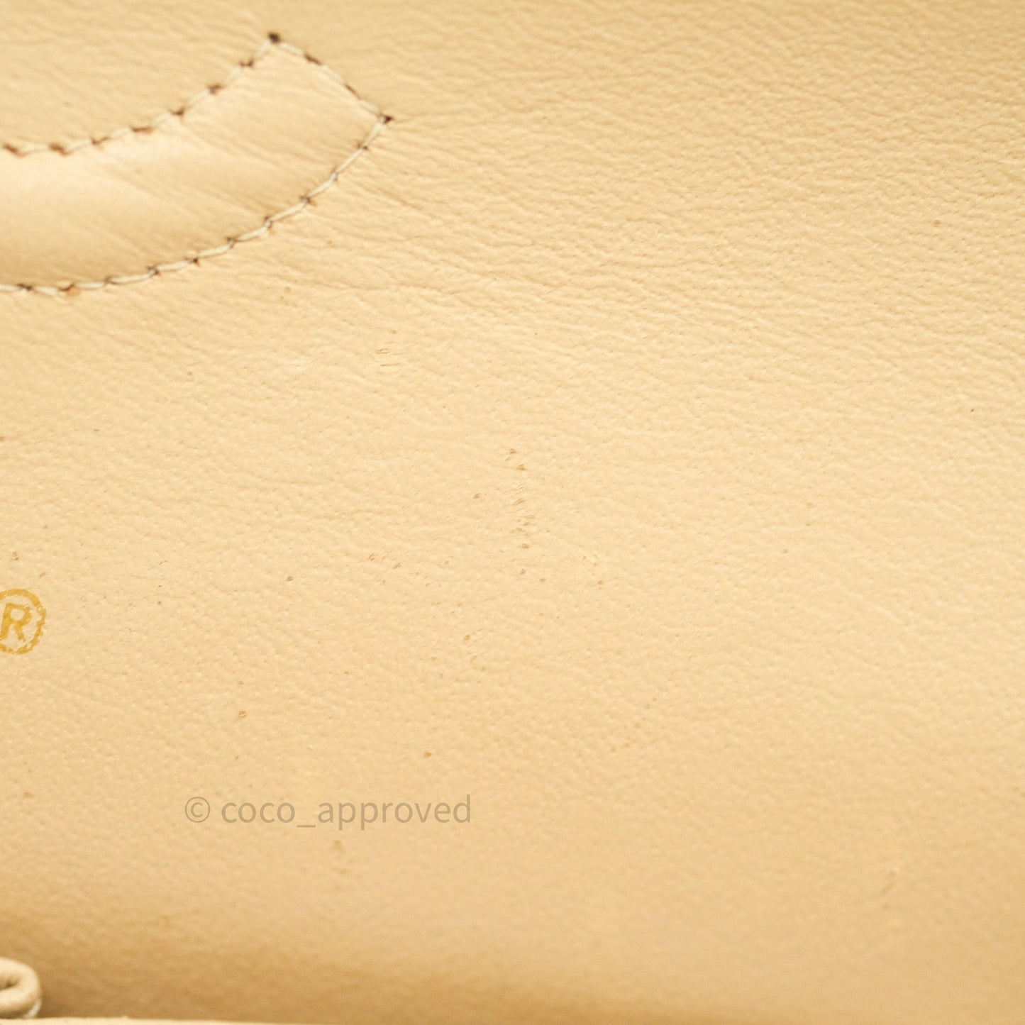 Chanel Quilted M/L Medium Double Flap Beige Clair Caviar Gold Hardware