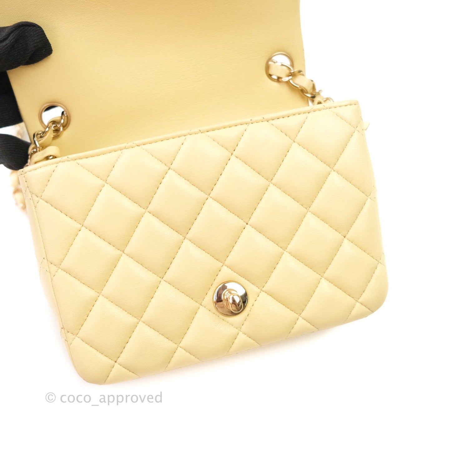 Chanel Mini Square Yellow Lambskin Gold Hardware