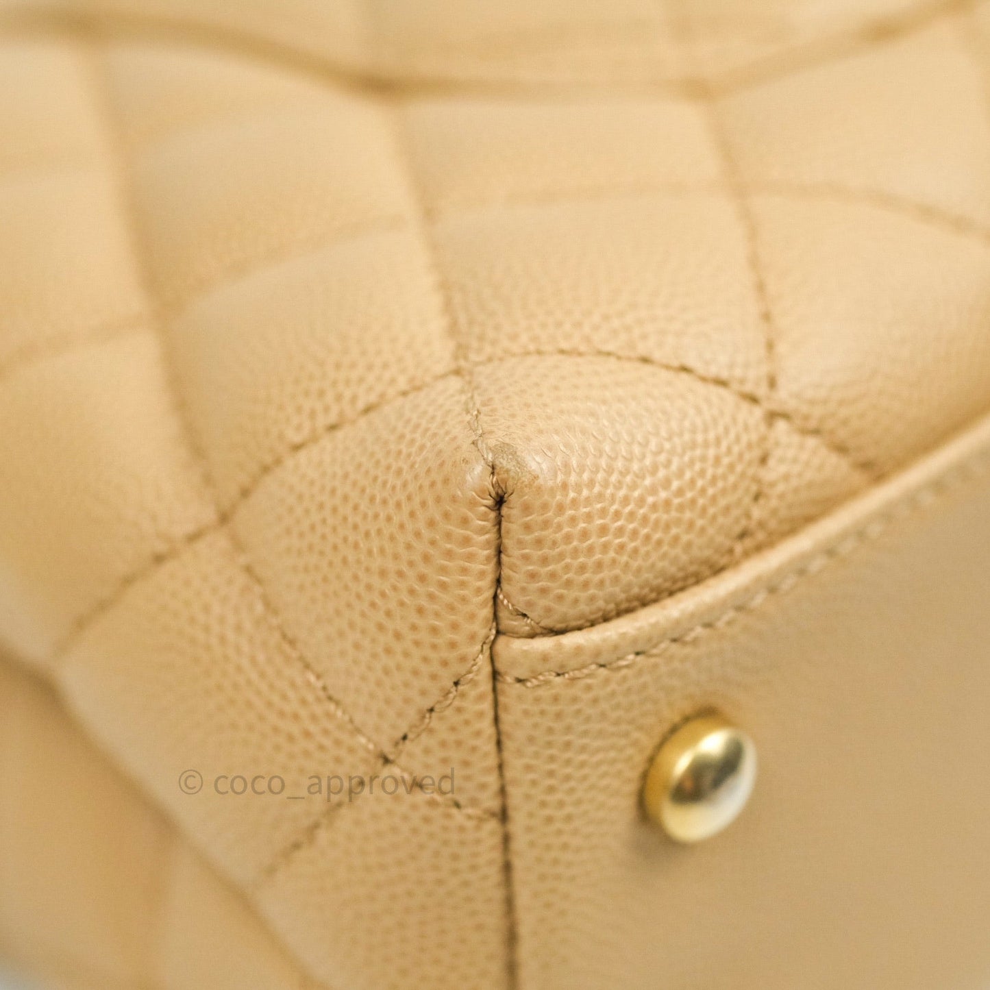 Chanel Mini Coco Handle Quilted Beige Caviar Gold Hardware Lizard Embossed Handle