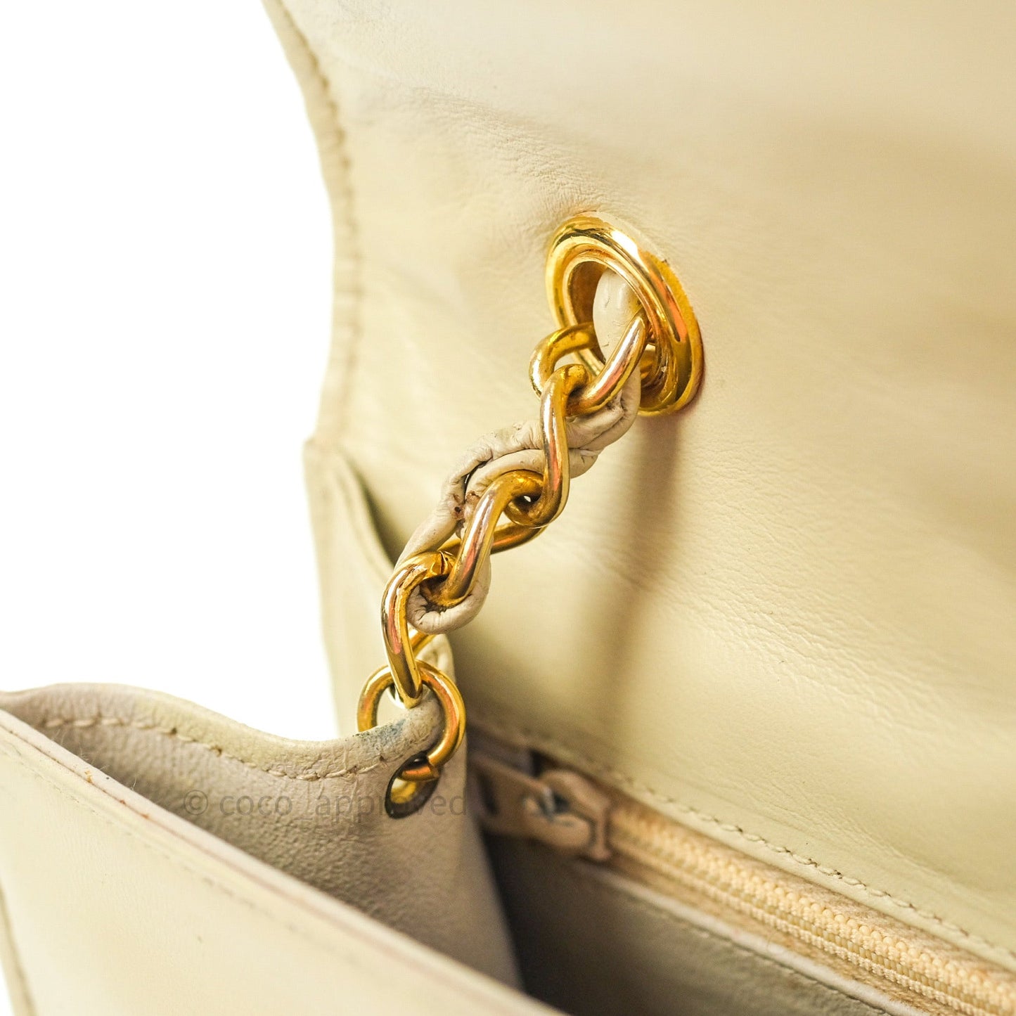 Chanel Vintage Flap Small in Cream Lambskin 24K Gold Hardware