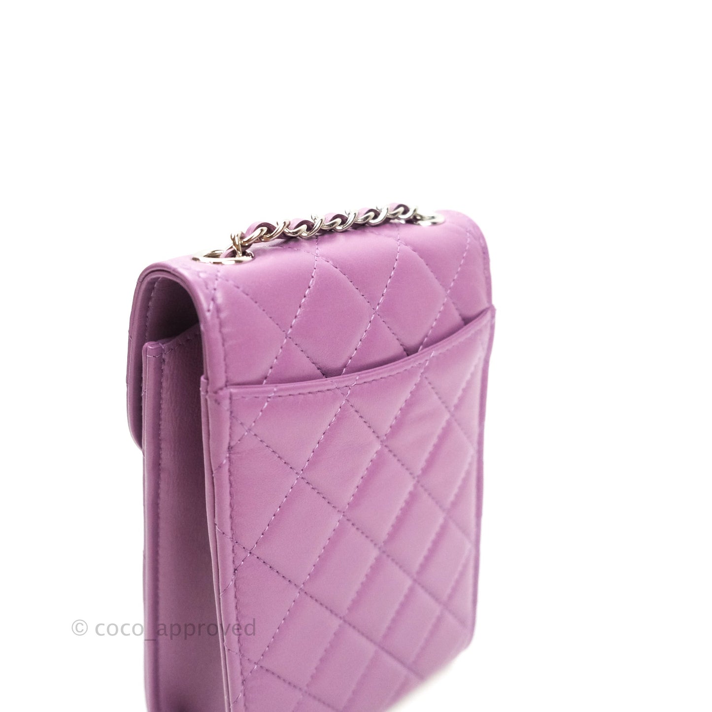 Chanel Classic Quilted Purple Silver Hardware Phone Holder