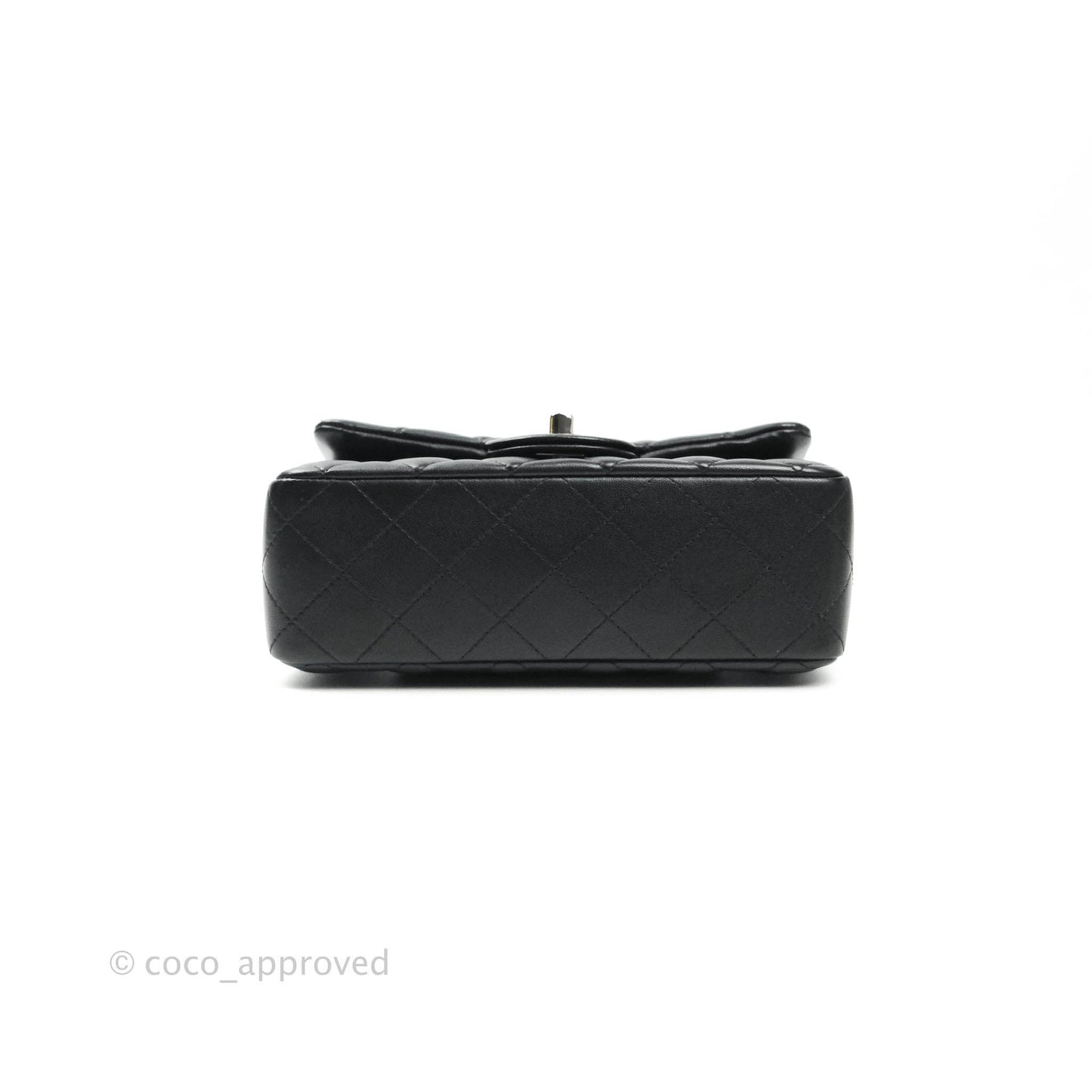 Chanel Quilted Mini Rectangular Black Lambskin Silver Hardware